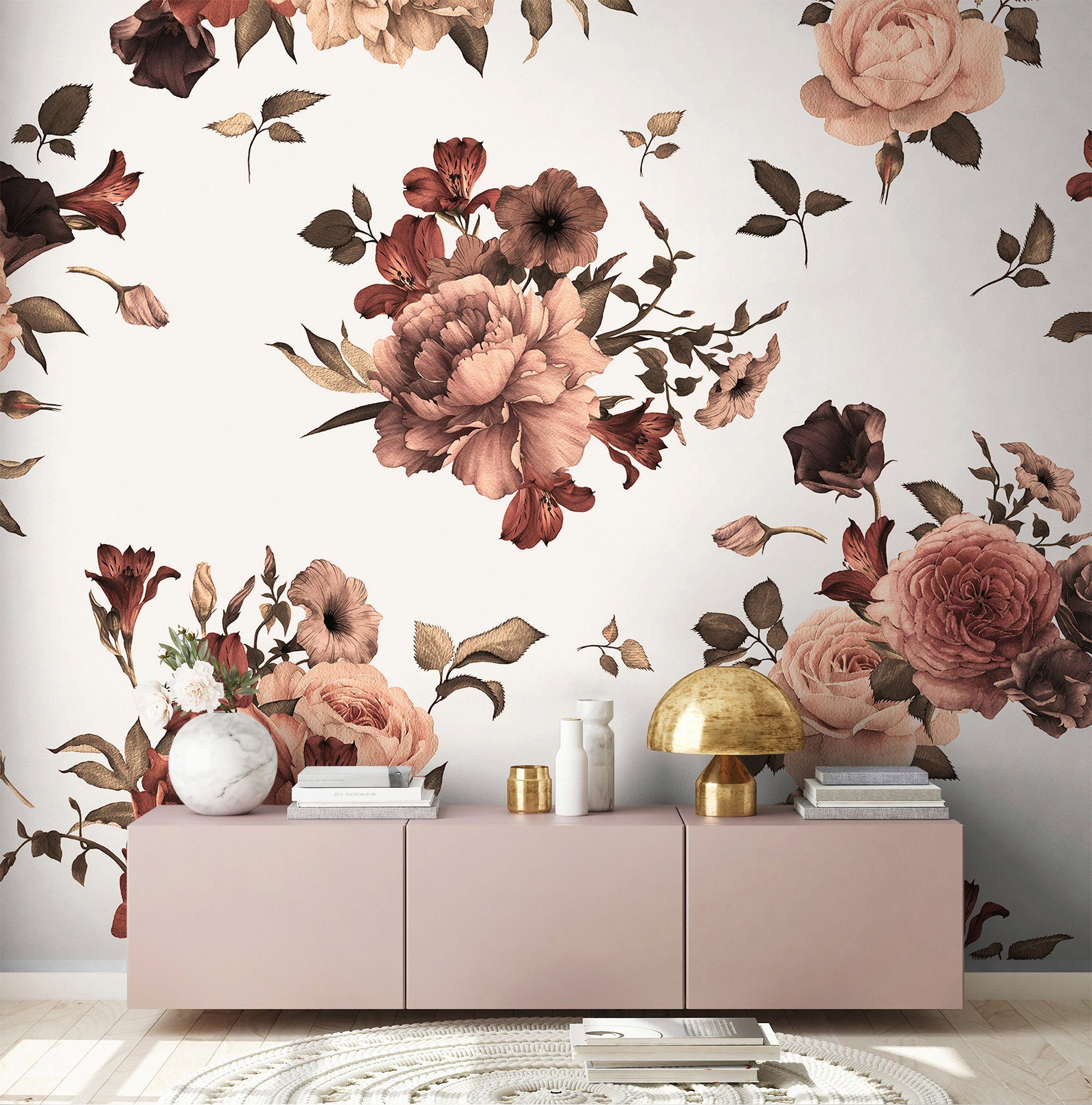 living walls Schräge, 2, glatt, Vlies, Designwalls Flower (5 Wand, Fototapete Decke Bouquet St)