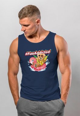 Neverless Tanktop Herren Tank-Top Teddy Schriftzug Fun Addicted Sommer Spaß Fashion Stre mit Print