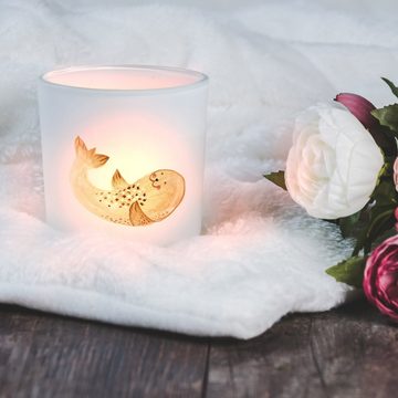 Mr. & Mrs. Panda Windlicht Robbe Liegen - Transparent - Geschenk, Teelichtglas, Kerzenglas, Gute (1 St), Liebevolles Design