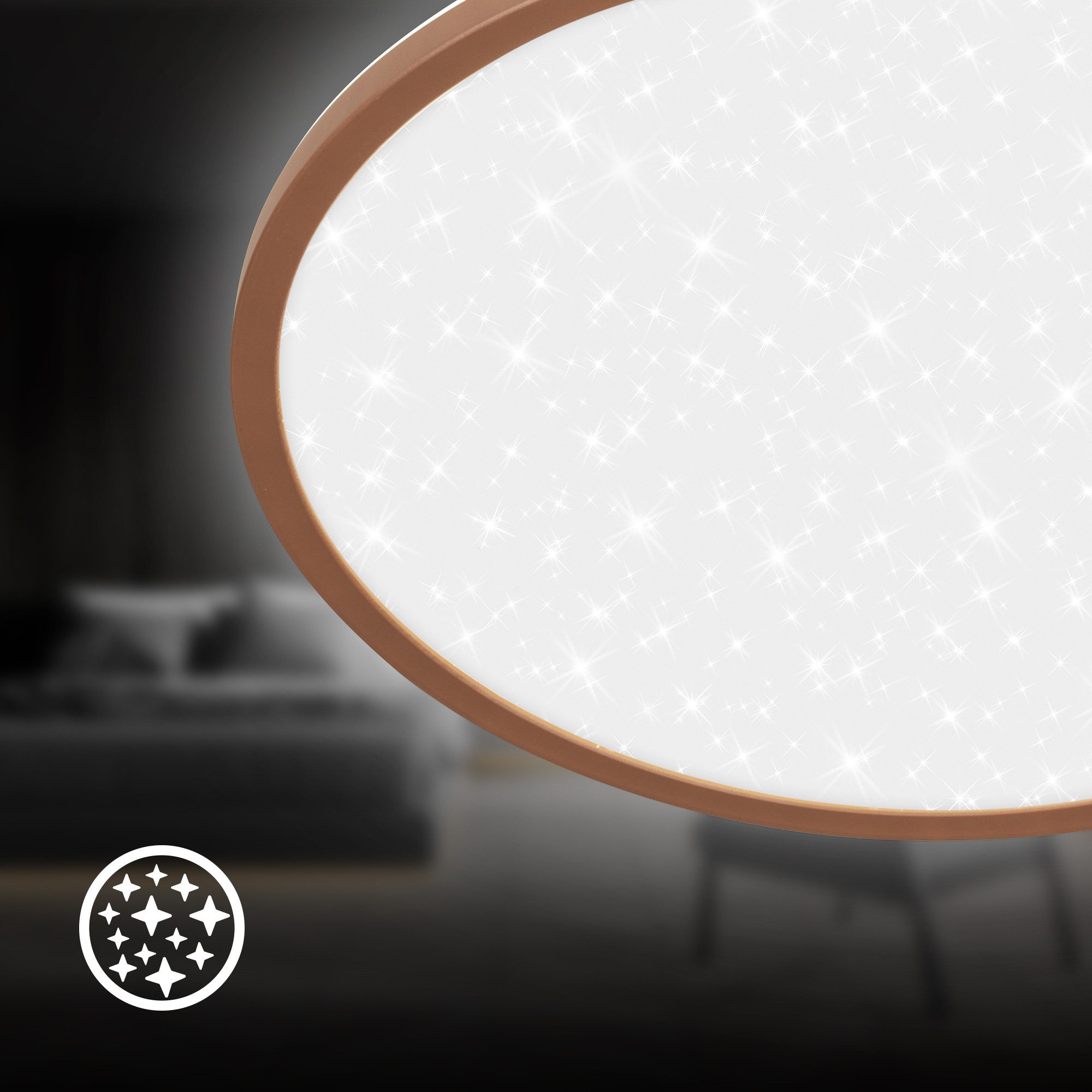Briloner Leuchten LED Deckenleuchte Sternenhimmel-Effekt indirektes Licht Flaches Design, On/Off, LED fest integriert