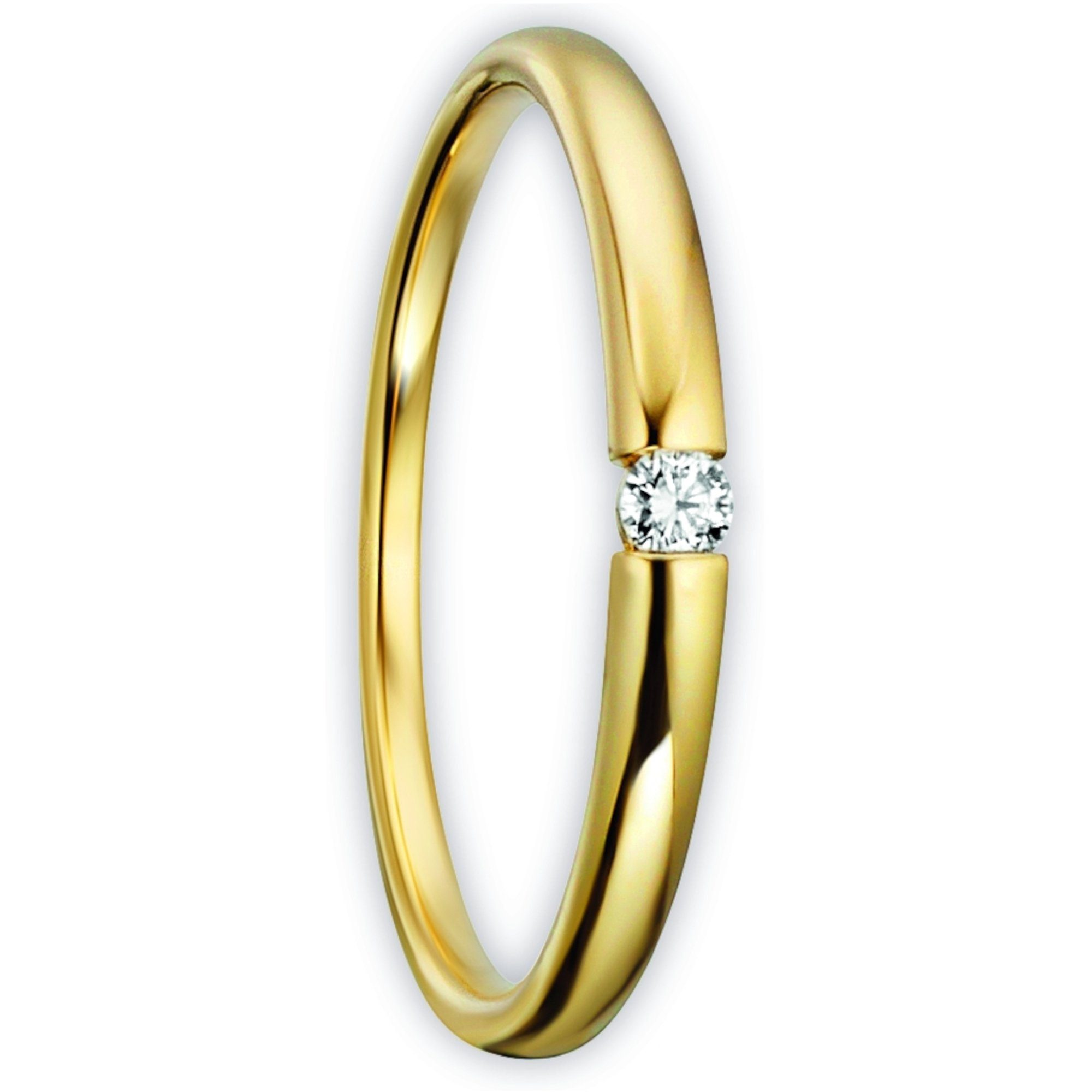 Diamantring 585 Gelbgold, ELEMENT Damen Ring ct Diamant Brillant Gold aus ONE 0.04 Schmuck