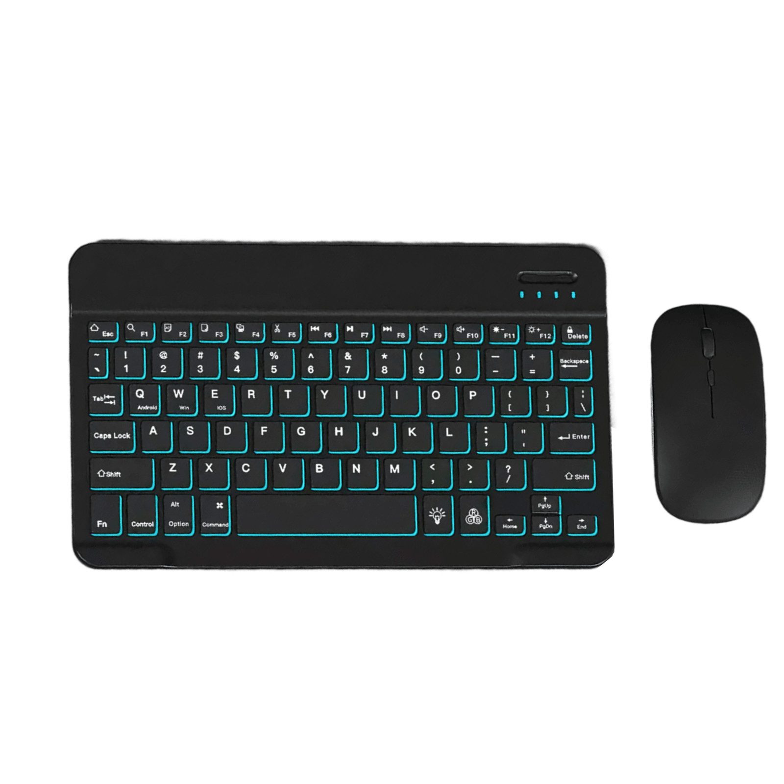 BBG RGB Bluetooth Tastatur mit Maus Set, Kabellos, Wiederaufladbar Ultra-Slim-Bluetooth-Tastatur (Leise Beleuchtet, Multi-Device, Deutsches Layout QWERTZ)