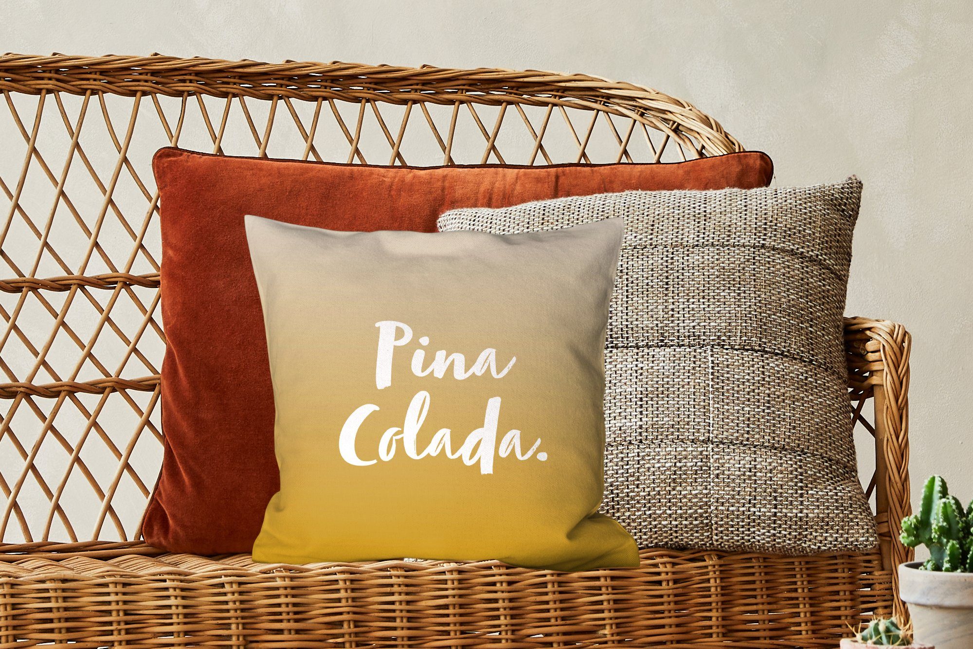 - Cocktail Zierkissen Text, Dekokissen Sofakissen Colada Zitate - Füllung Schlafzimmer, Deko, mit Pina MuchoWow für Wohzimmer, -