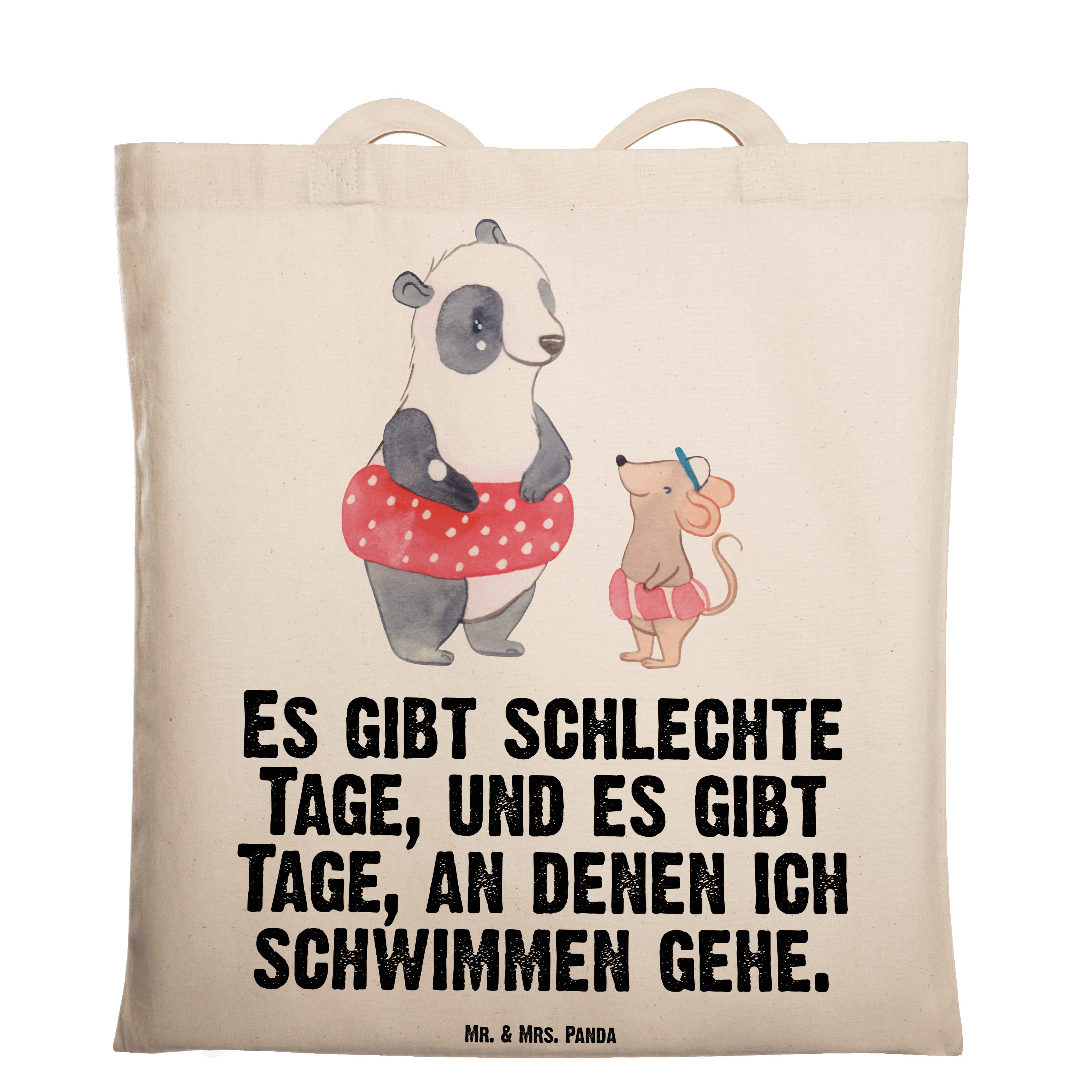 Schwimmkurs, - Tragetasche & (1-tlg) Otter Geschenk, J Panda - Tage Transparent Mr. Schwimmen Mrs. Beutel,