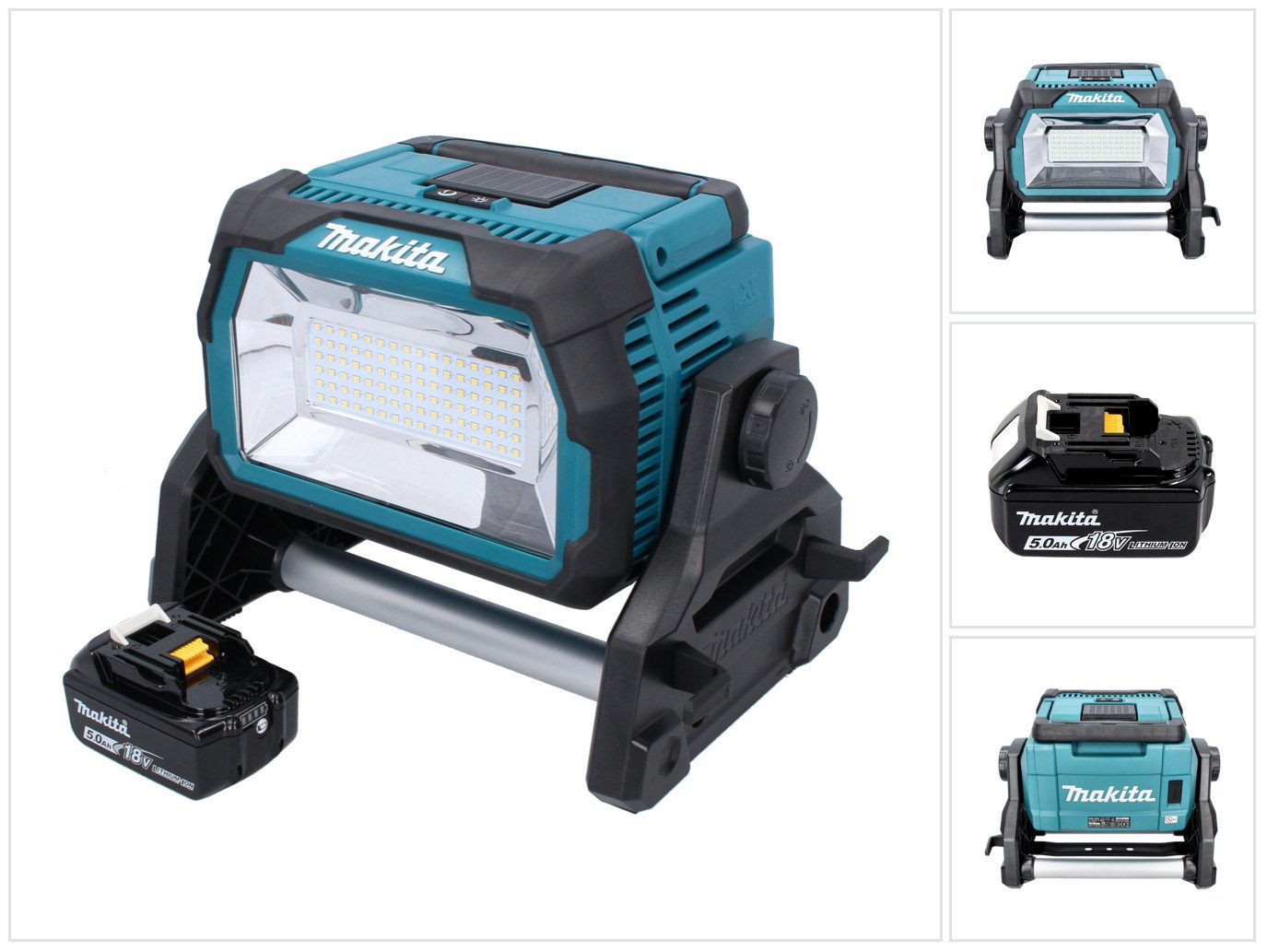 Makita Baustrahler DML 809 T1 Akku LED Baustrahler 18 V 10000 lm + 1x Akku 5,0 Ah - ohne