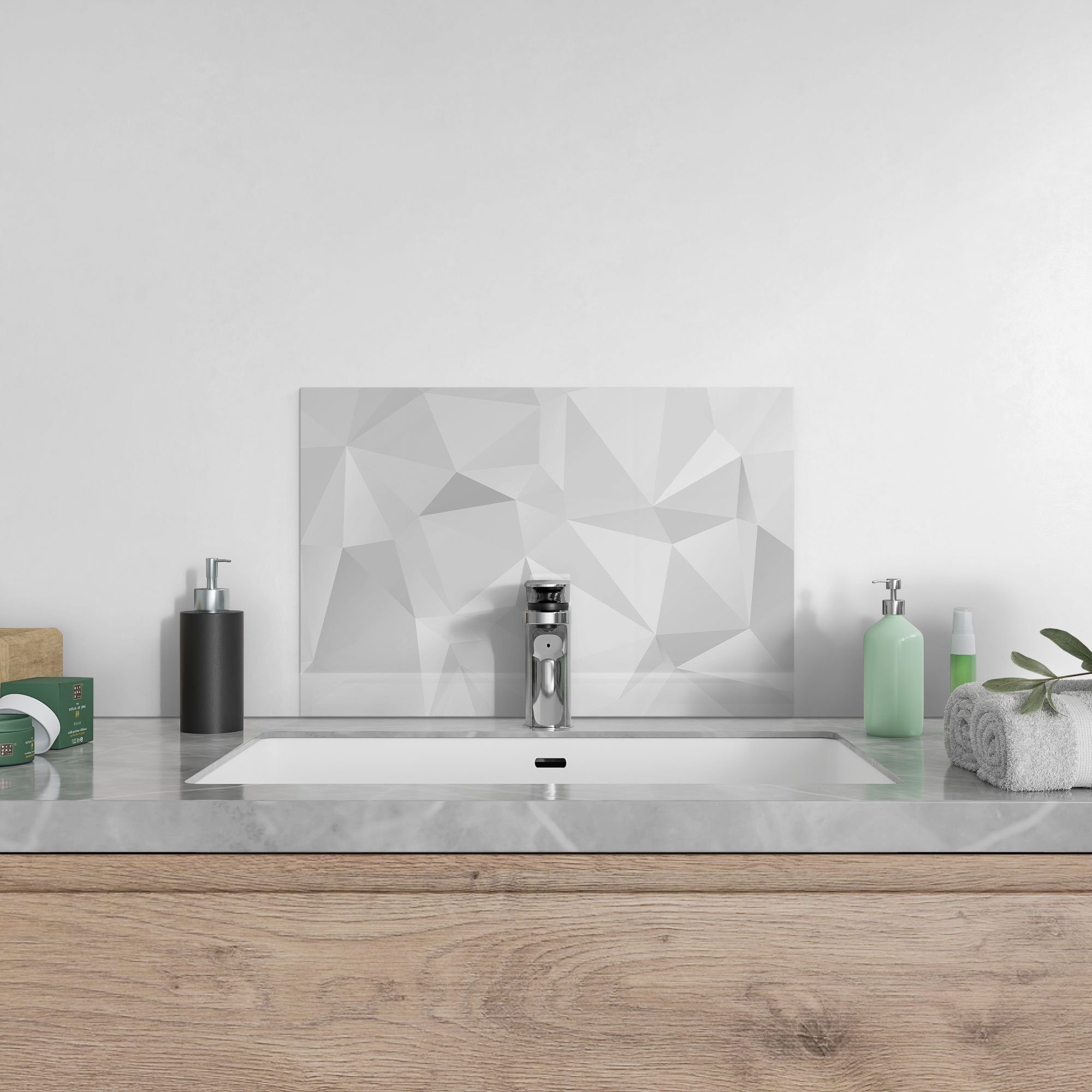 DEQORI Muster', Badrückwand 'Geometrisches Herdblende Spritzschutz Küchenrückwand Glas