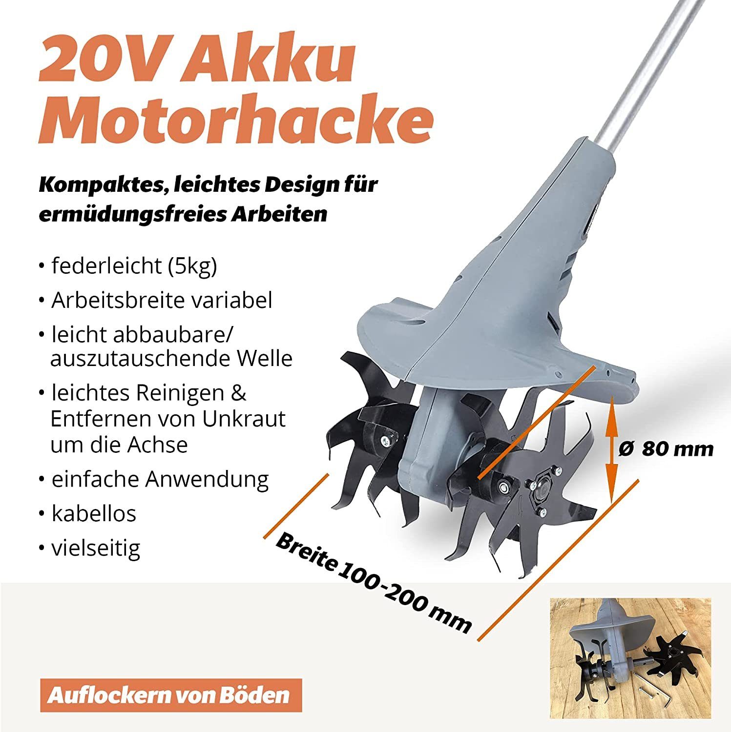 Fanztool Akku-Motorhacke 20V Motorhacke Bodenhacke Gartenhacke günstig online kaufen
