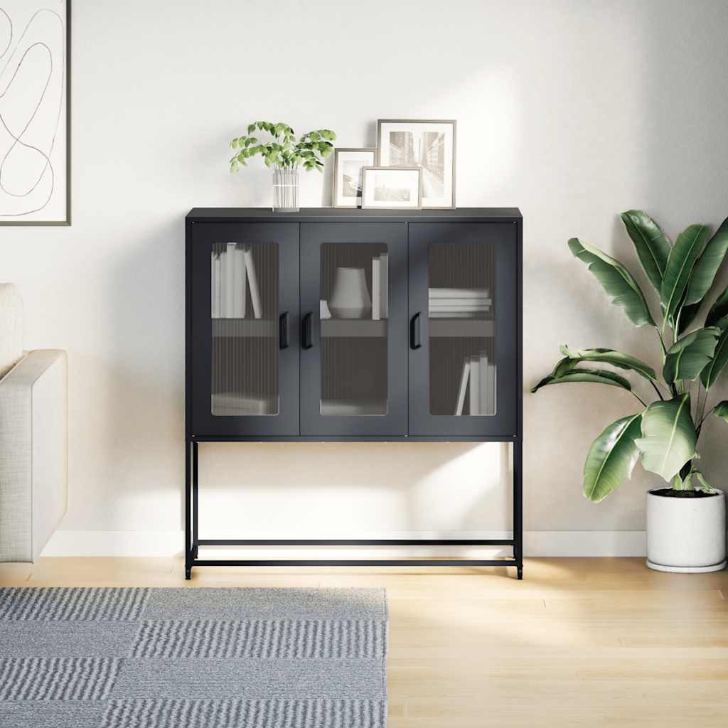 vidaXL Sideboard Sideboard Schwarz 100,5x39x107 cm Kaltgewalzter Stahl (1 S günstig online kaufen