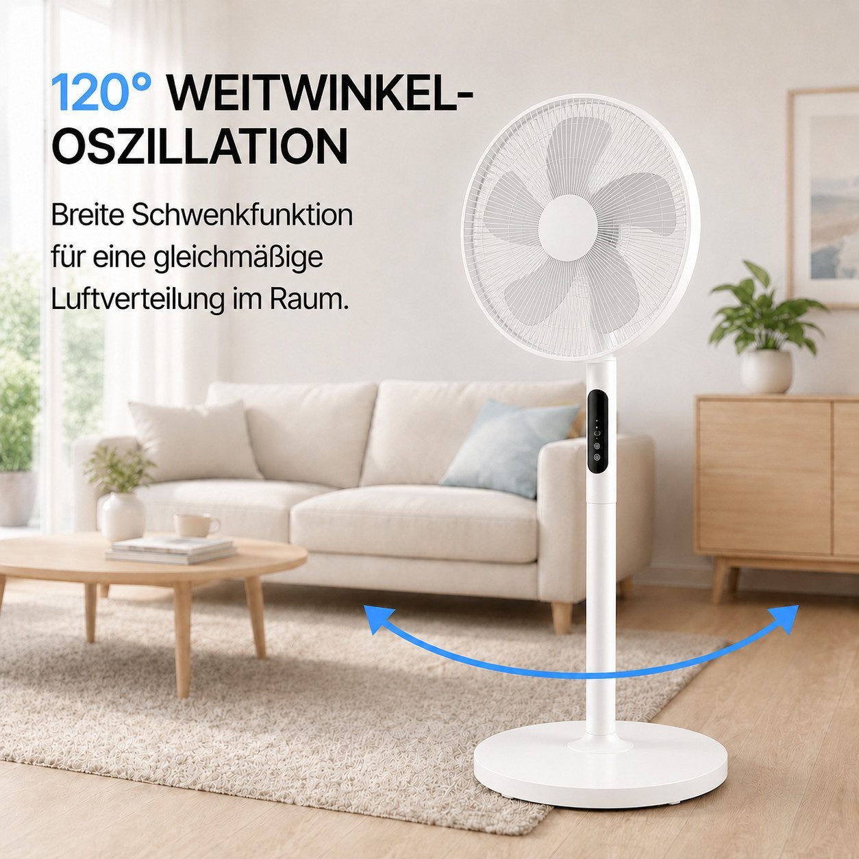 Ertex Standventilator Standventilator Ventilator Oszillierend 50W+ Fernbedienung TIMER YIU
