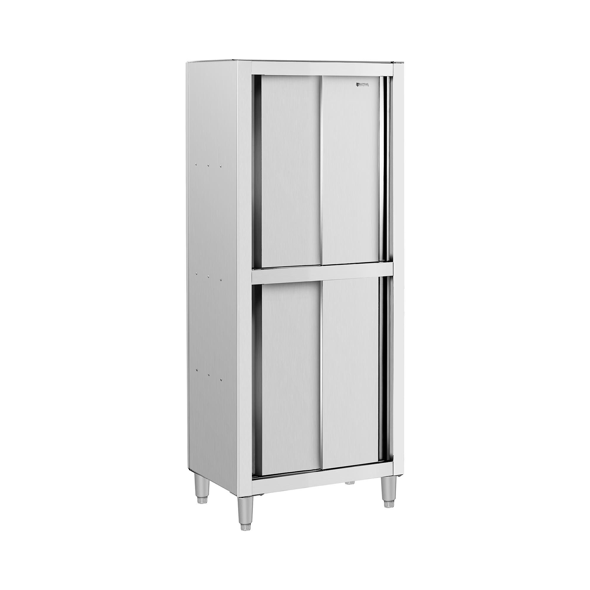 Royal Catering Vorratsschrank 80 x 50 x 180 cm Geschirrschrank Edelstahl Hochschrank Schiebetüren