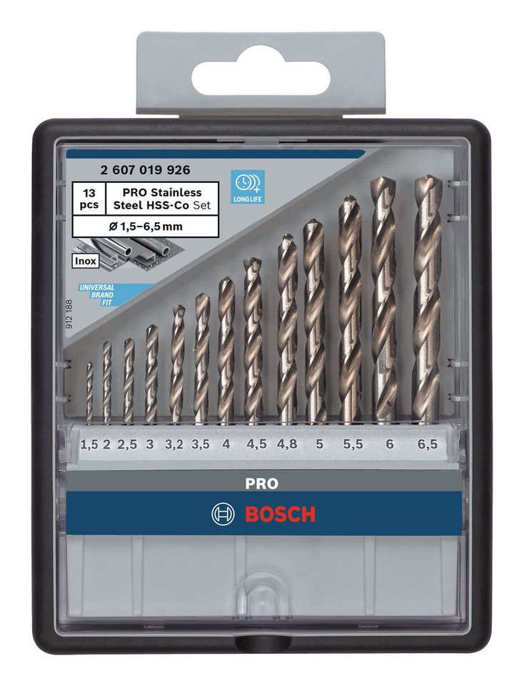 Thumbnail - BOSCH Metallbohrer Pro Stainless Steel, (13 Teile), HSS-Co Set, 13-teilig