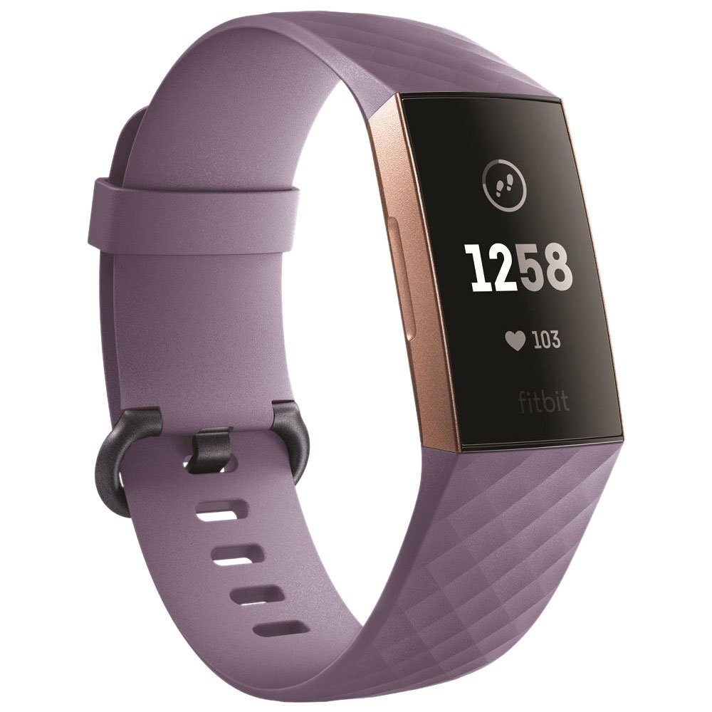 Wigento Smartwatch-Armband Für Fitbit Charge 3 / 4 Kunststoff / Silikon  Armband für Frauen / Größe S Hell-Lila Uhr