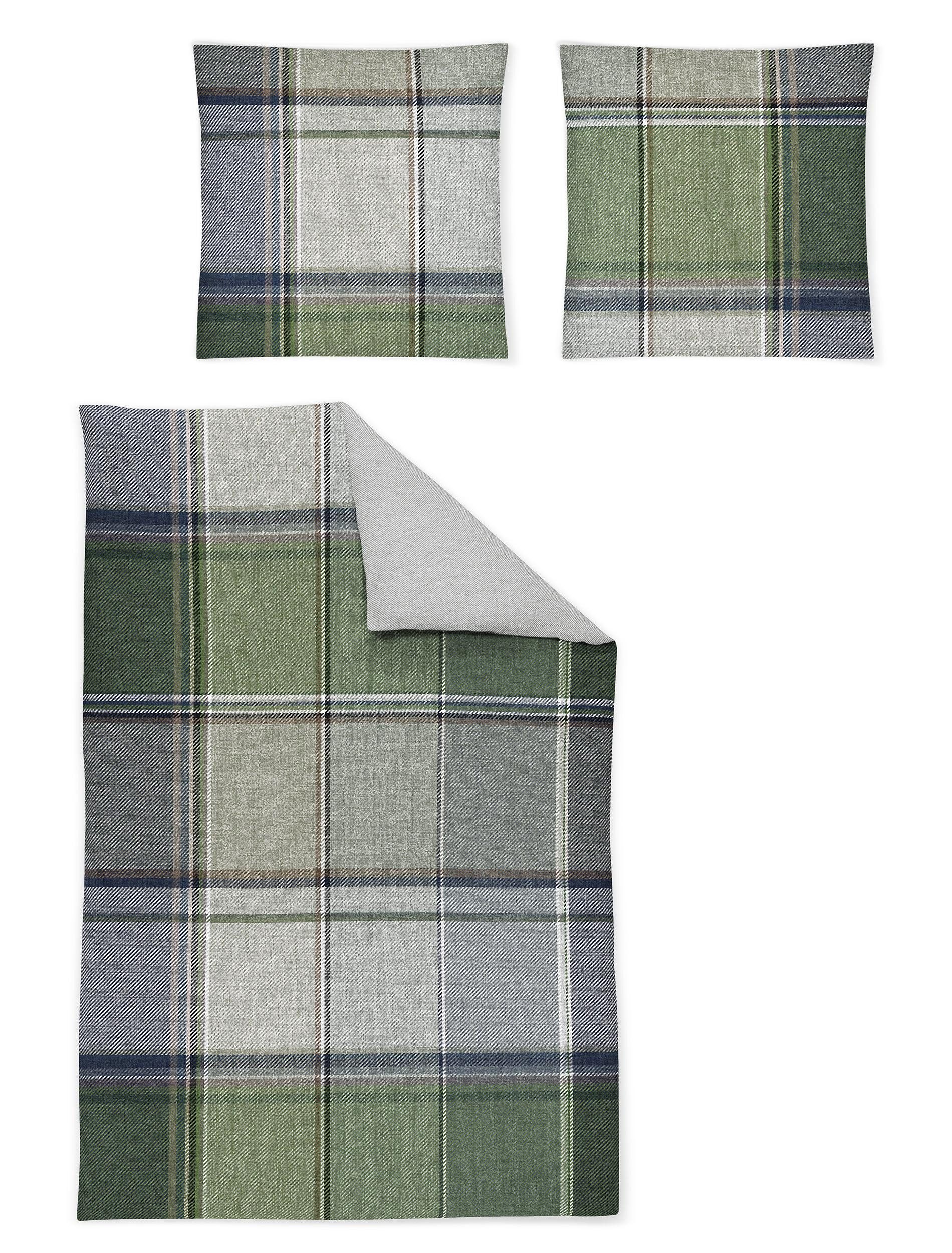 Irisette Bettwäsche Flausch-Cotton Bettwäsche Set Zobel 8877 135 x 200 cm grün, Baumwolle, 2 teilig, bettwäsche 135x200 baumwolle bettwäsche 135x200 mit reißverschluss