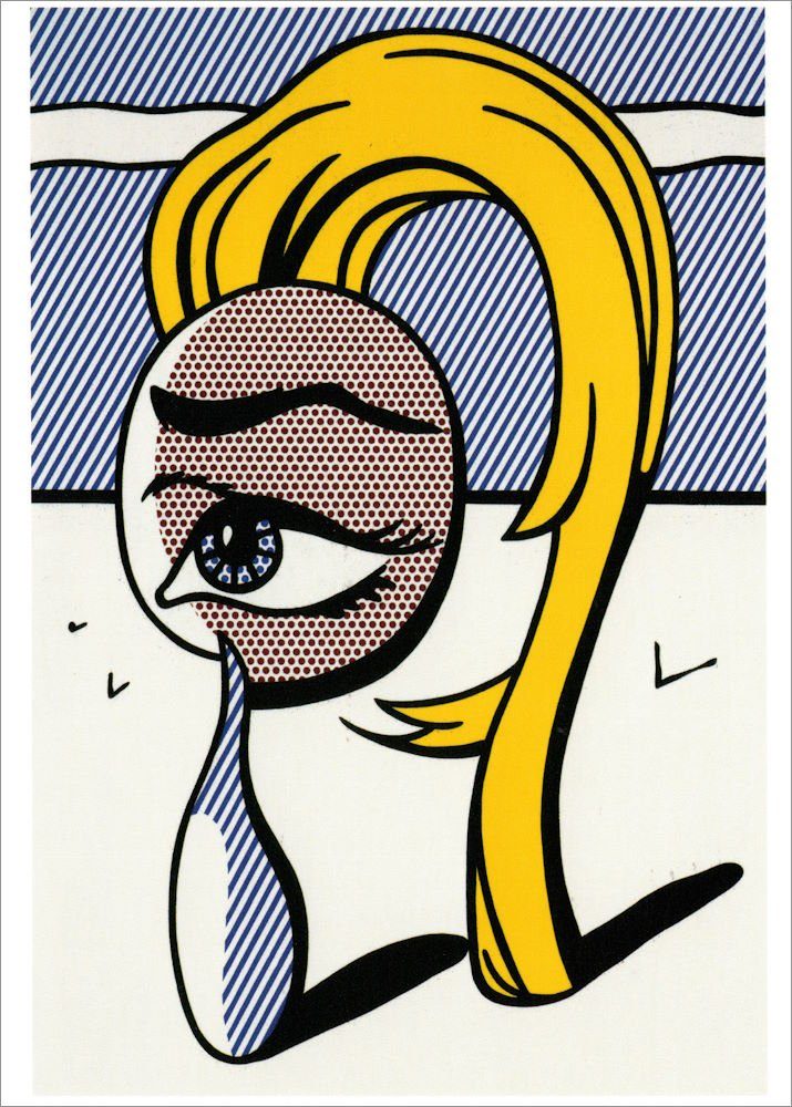 I" "Girl Roy Kunstkarte with Tear Postkarte Lichtenstein