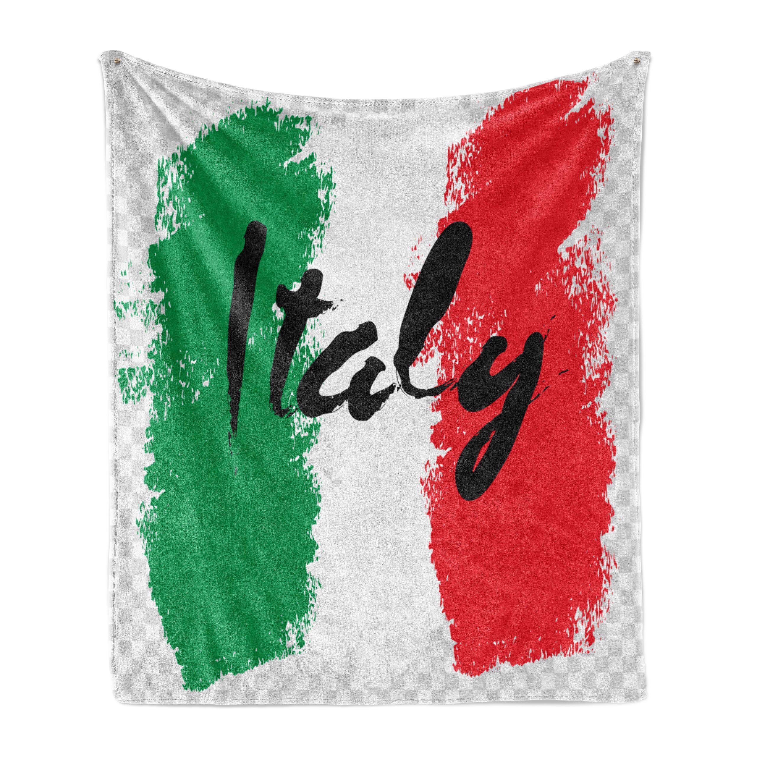 Wohndecke Gemütlicher Plüsch für den Innen- und Außenbereich, Abakuhaus, Italien Italienische Flagge Bunte Grunge