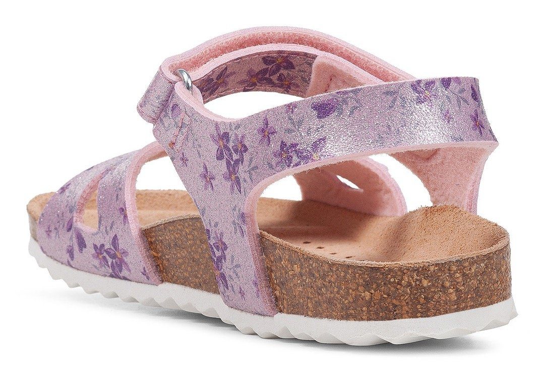 ADRIEL Geox J rosa-metallic-Blütenmuster GIRL Sandale mit Schnallenverschluss