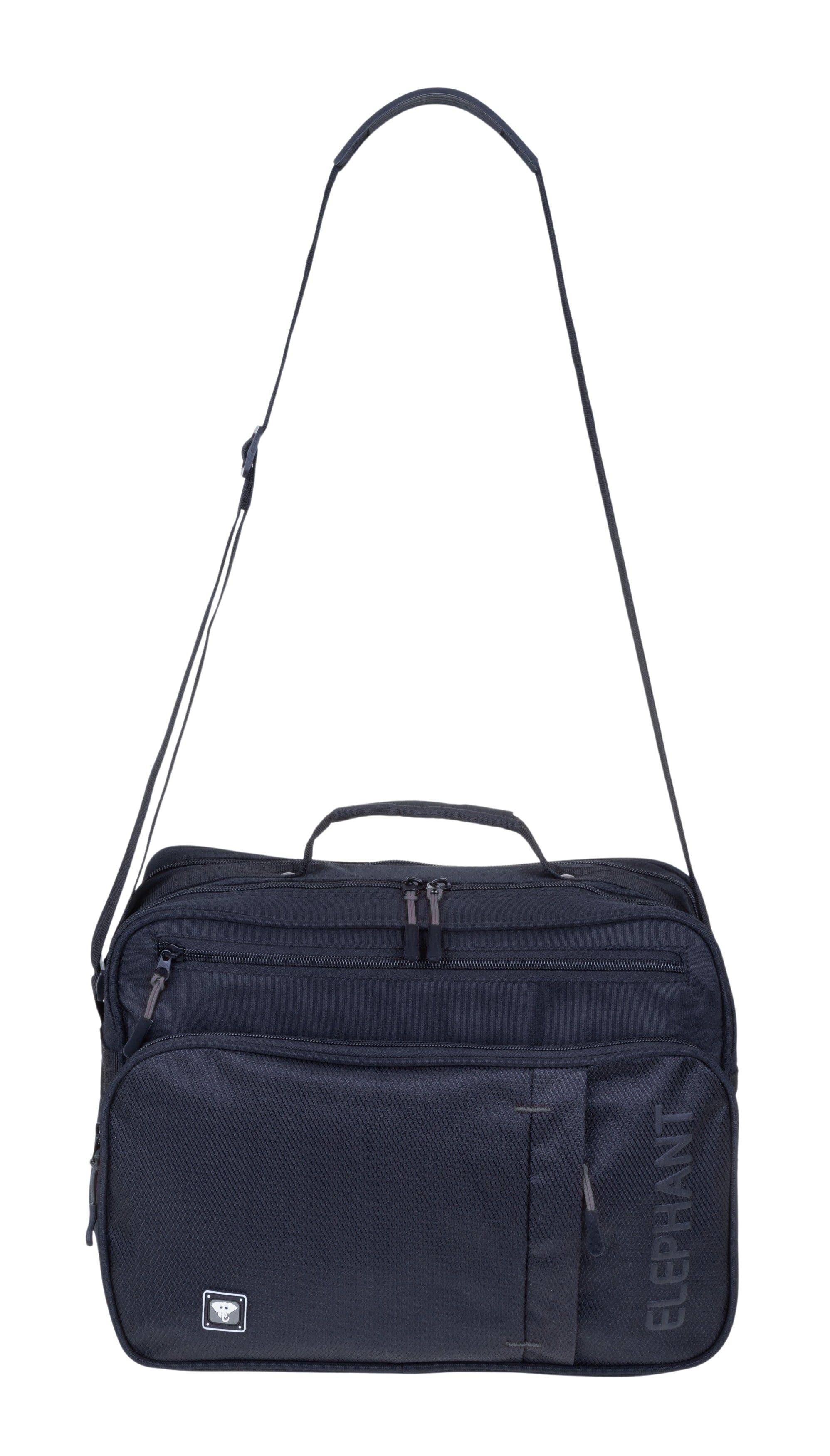 ELEPHANT Flugumhänger Arbeitstasche Bürotasche Handgepäck Freizeit Querformat, Flugbegleiter Umhängetasche Arbeit Reisetasche Tasche Dark 3625 + Etui