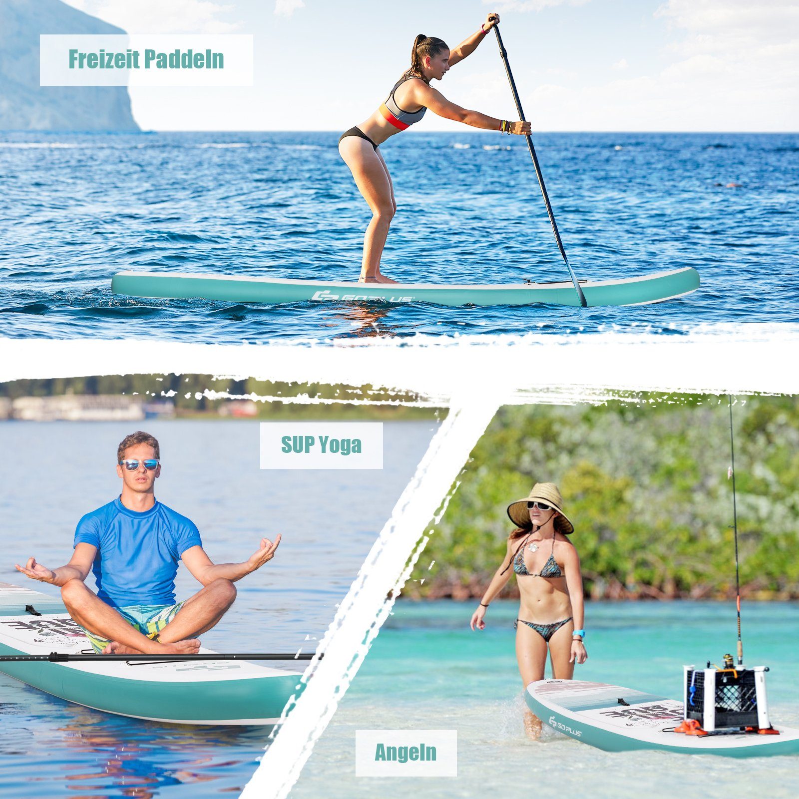 Board, & Paddling Stand mit Paddel SUP-Board Pumpe Up COSTWAY