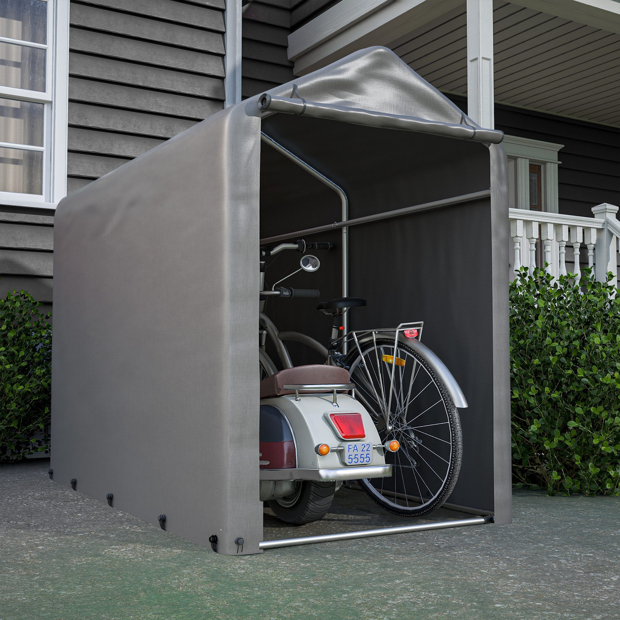 BlingBin Gerätezelt Garagenzelt 187x100x160 cm Fahrradgarage Gerätehaus UV-Schutz, Personen: 2 (1er Set, 1 tlg., 187B x 100T x 160H cm), Wasserabweisend Foliengarage für Gartengeräte, Motorrad