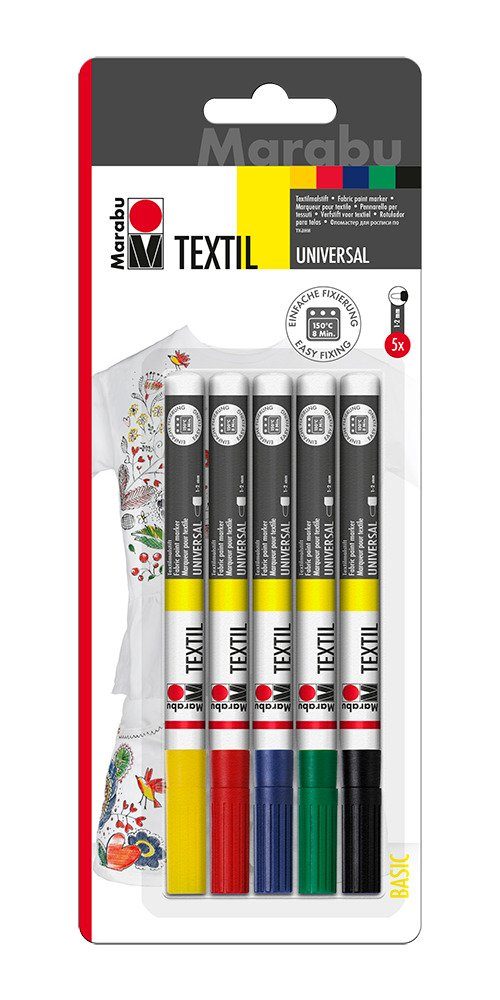 Marabu Textilmarker Marabu Textil-Painter, 1-2 mm, 5er-Set