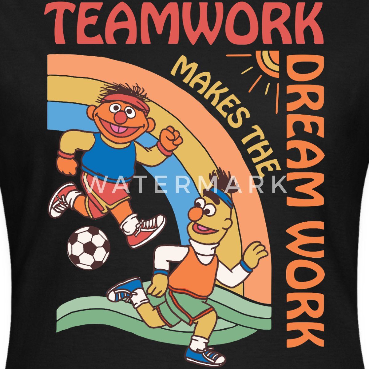Spreadshirt T-Shirt Sesamstraße Teamwork Makes The Dream Work Mit Ernie Und Bert Frauen T- (1-tlg)
