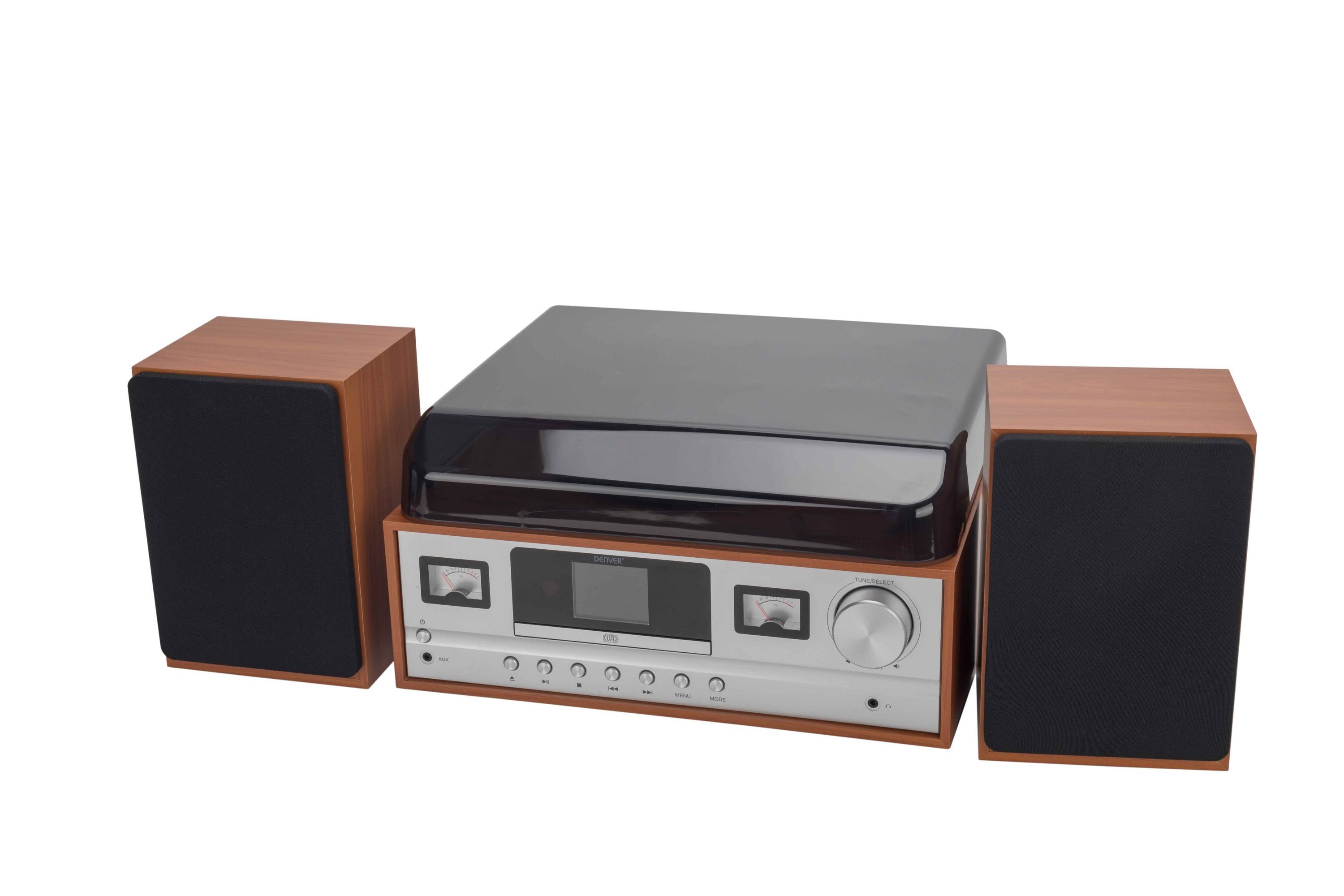 Denver MRD-52 Lightwood Kompaktanlage (Retro Stereoanlage mit Plattenspieler, DAB+, CD, AUX, Bluetooth) – Bild 2 von 5