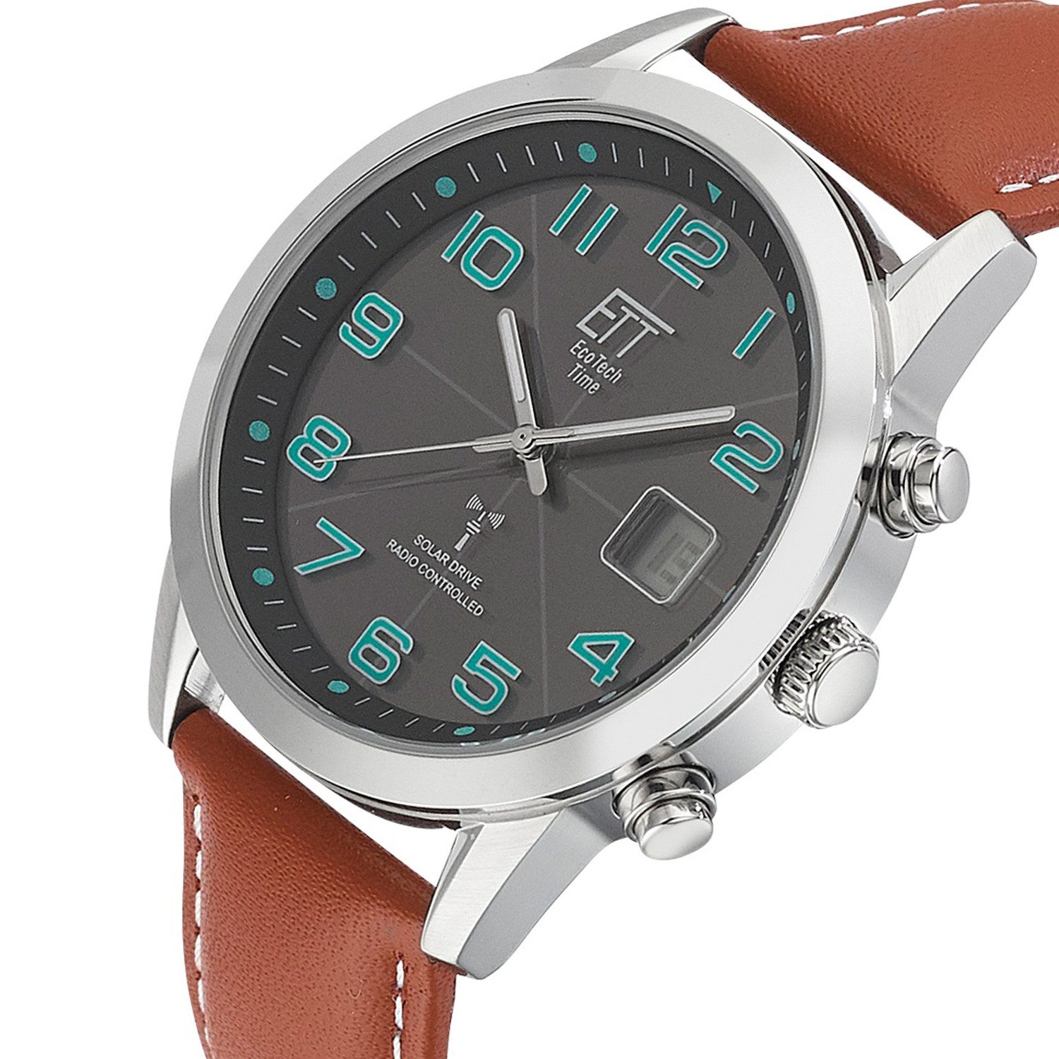 ETT Funkuhr Eco Tech Time Solar Drive Funk Basic Herrenuhr - EGS-11499-22L