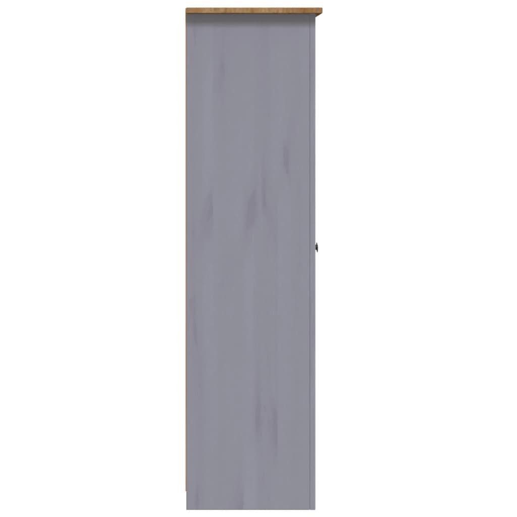 furnicato Kleiderschrank 3-Türig Grau 118×50×171,5 Panama (1-St) Serie Kiefer cm