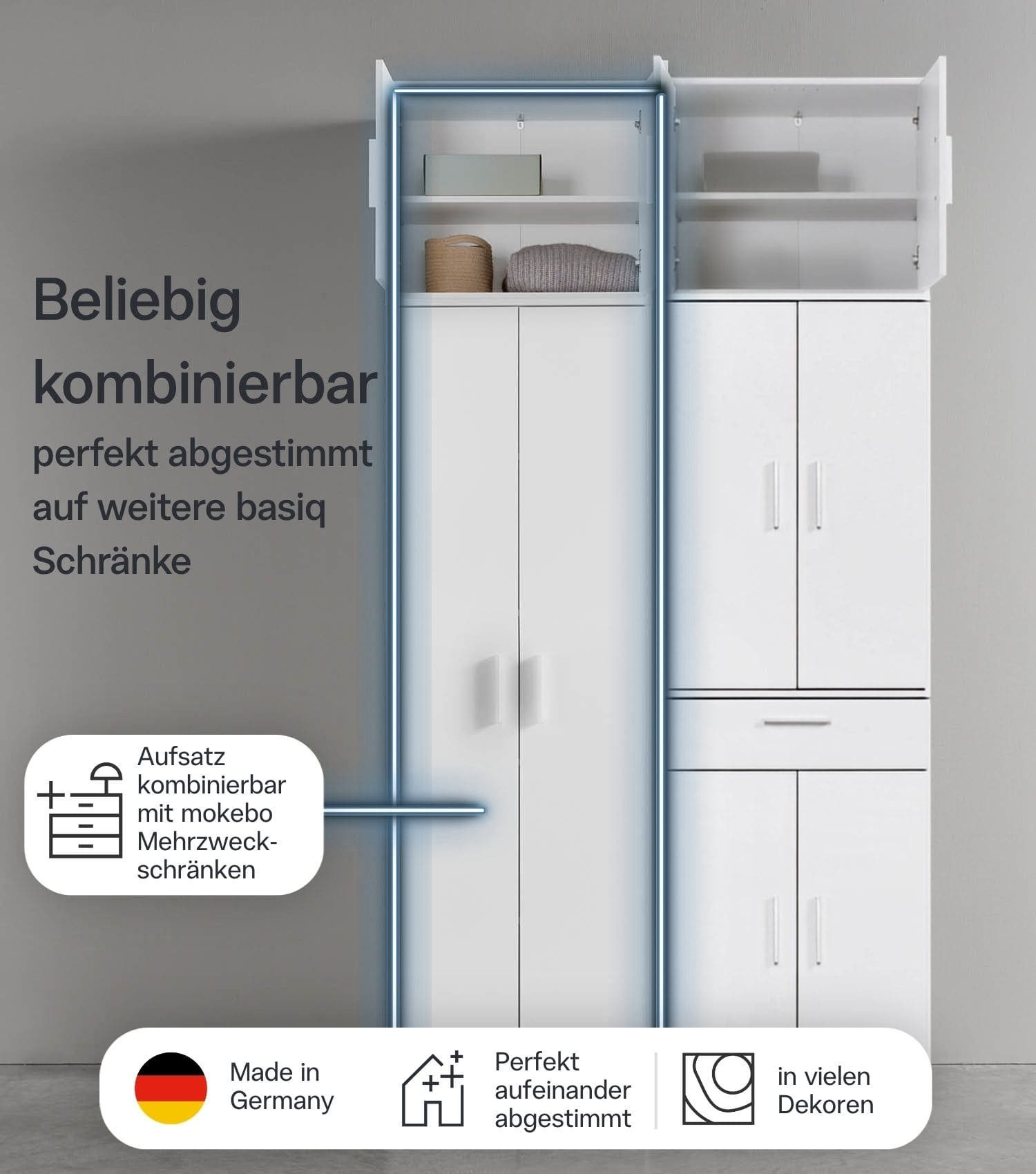 mokebo Mehrzweckschrank Der Extralange Made in Germany, Aktenschrank, Flurschrank, Schuhschrank in Anthrazit