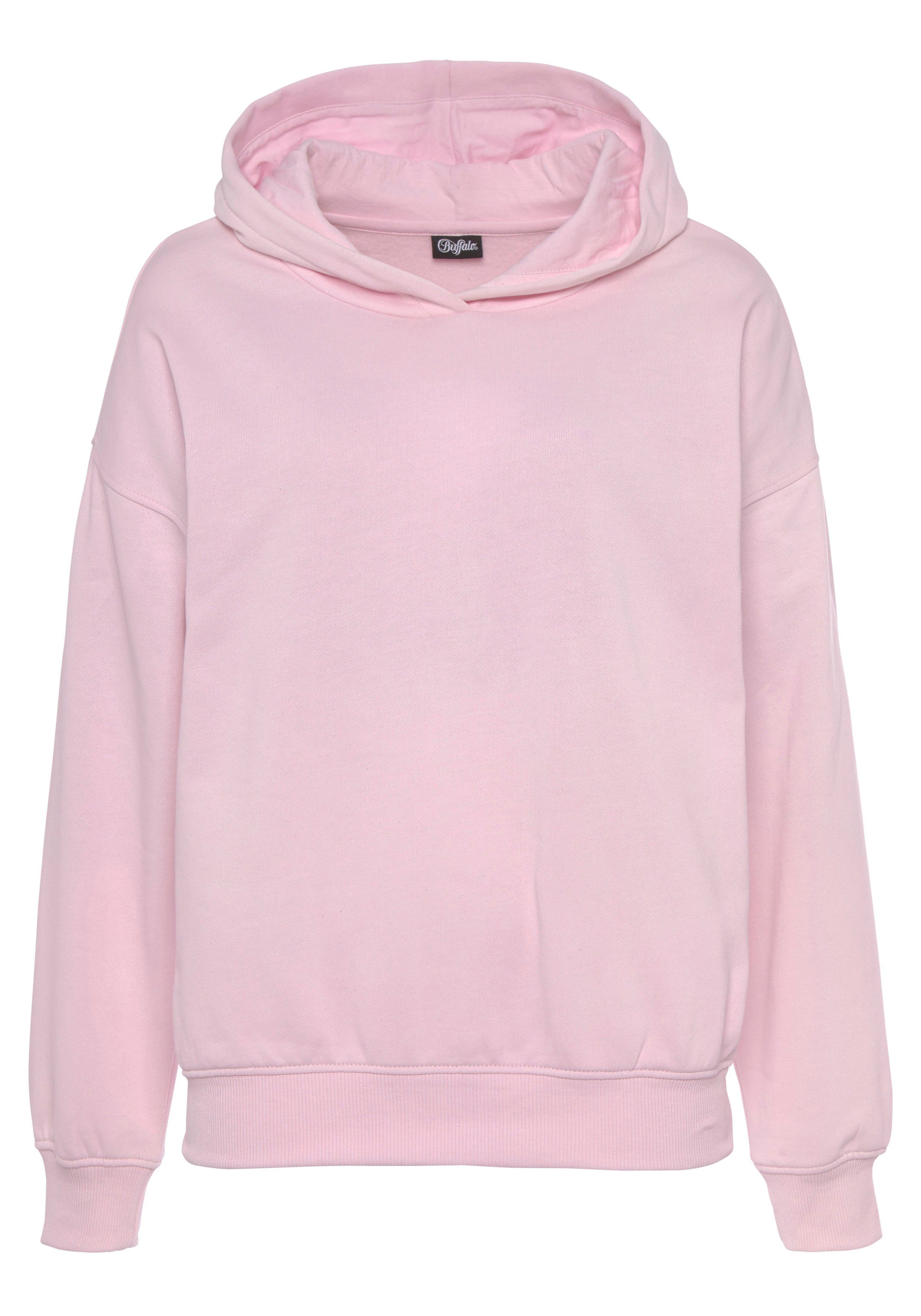 mit Rippbündchen, Buffalo Rückenprint und rosa -Kapuzensweatshirt Loungeanzug Hoodie