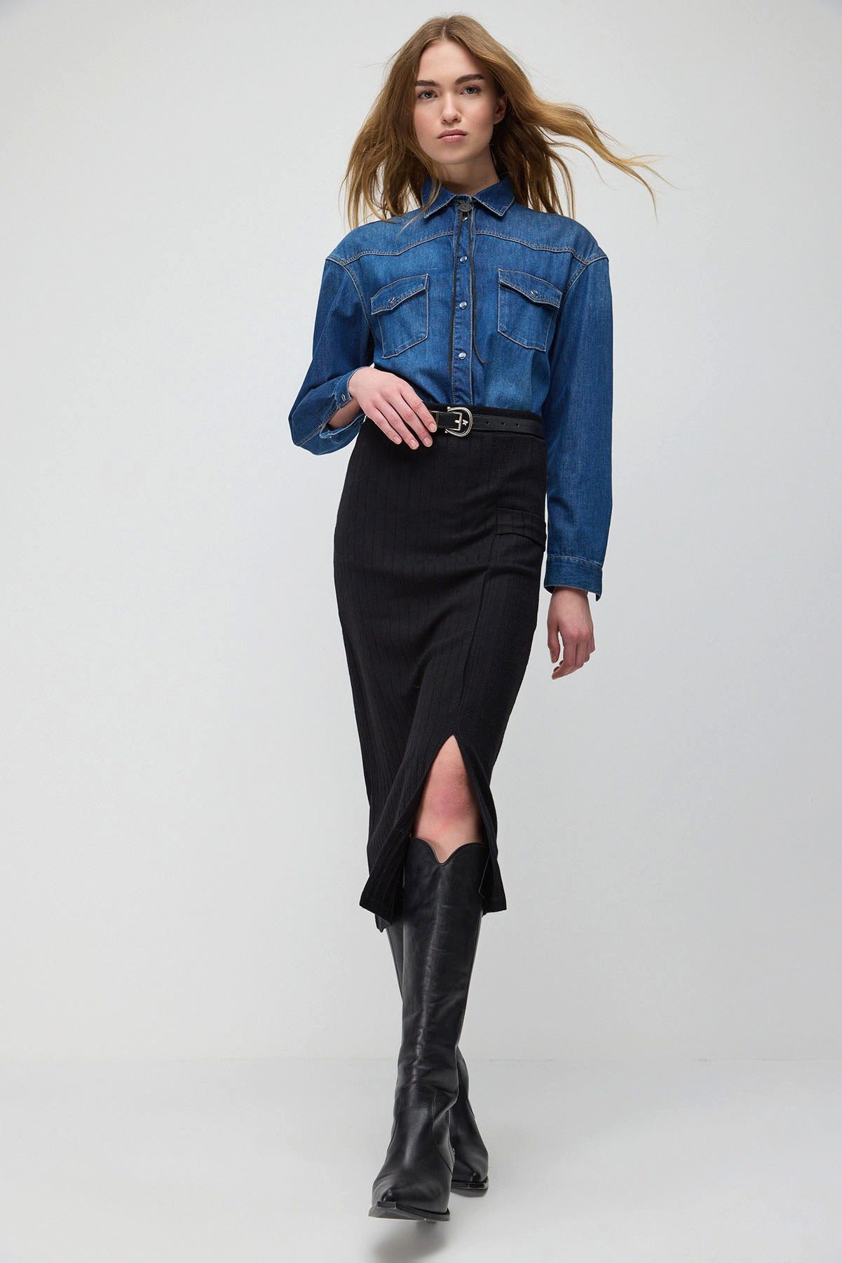 No Matter What Midirock Dehnbare Midi-Rock mit Schlitz - UK günstig online kaufen