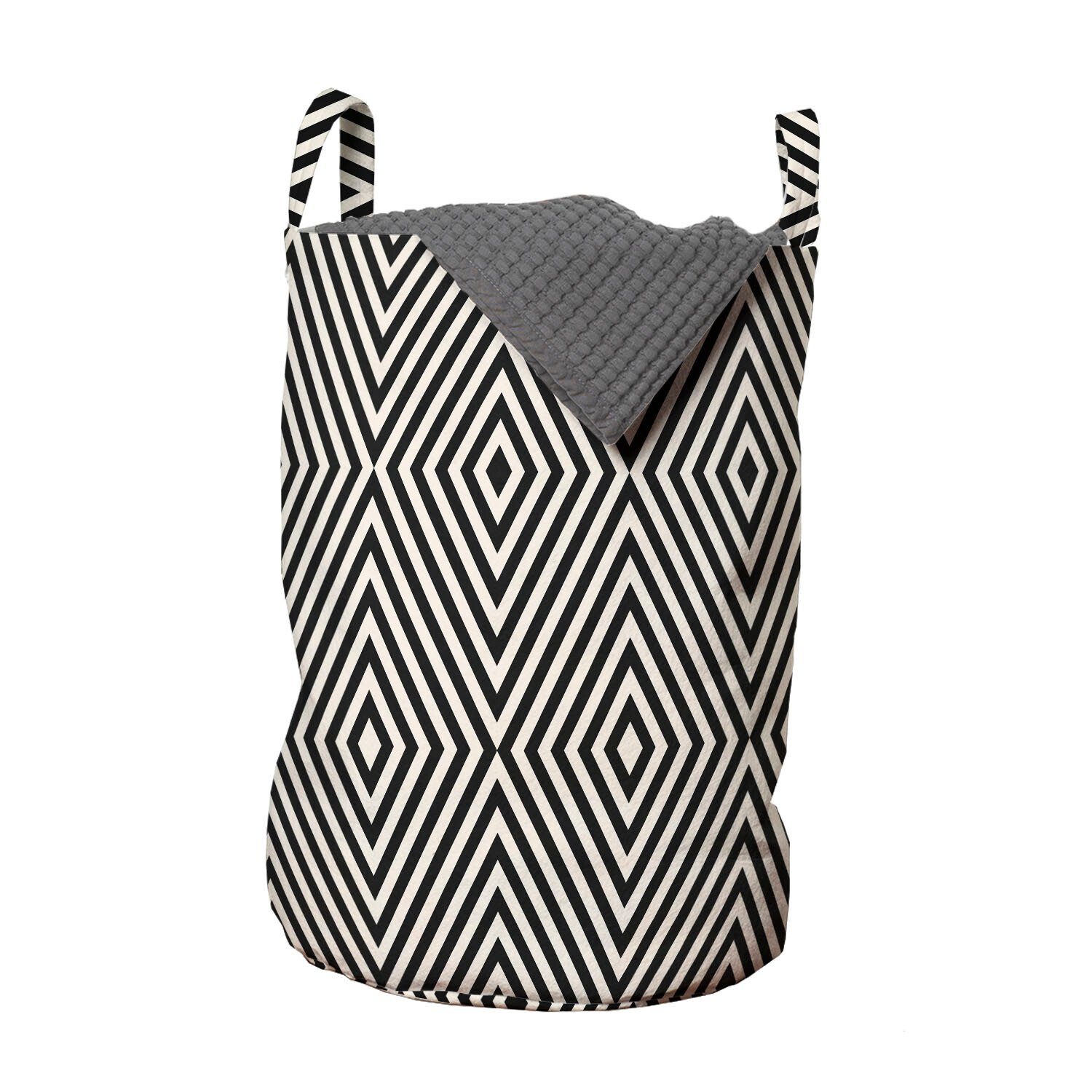 Abakuhaus Wäschesäckchen Wäschekorb mit Griffen Kordelzugverschluss für Waschsalons, Streifen Optische Täuschung Rhombuses