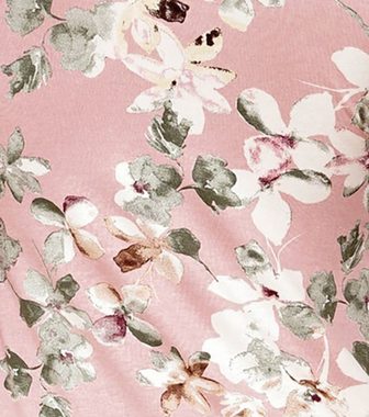 Donna Nachthemd V-Ausschnitt mit weichem Spitzeneinsatz floraler All-Over-Print luxuriöse Viskosemischung, Made in Europa