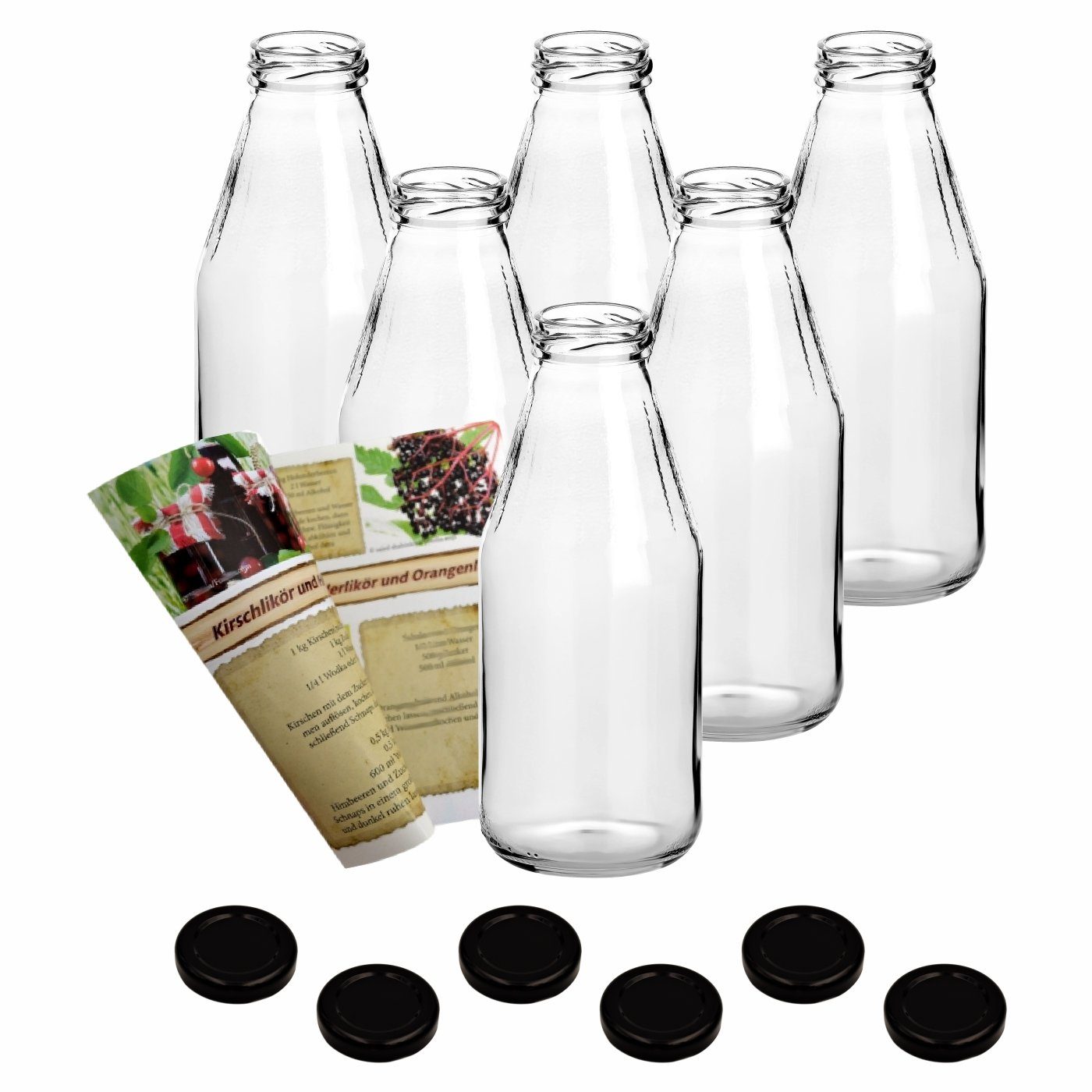 gouveo Trinkflasche »Saftflaschen 500 ml mit Schraub-Deckel - Kleine  Flasche 0,5 l aus Glas für Küche, Haushalt, Freizeit - Leere Glasflasche  zum Befüllen mit Saft, Limonade, Dressing«, 6er Set, grün online kaufen |  OTTO