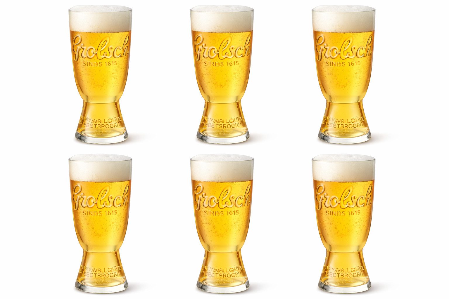 Mixcompany Gläser-Set Grolsch Biergläser 6er Set 0,5 L geeicht – Original Reliefglas mit