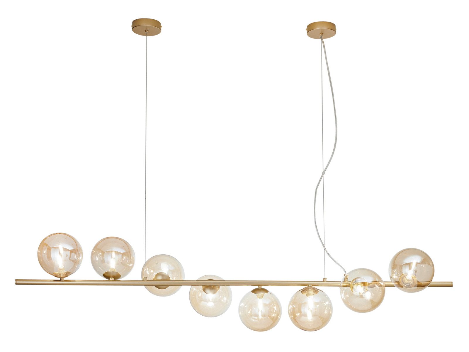 Luce Ambiente Design LED Pendelleuchte mit Glas-Kugeln Schirmen Breite 145cm, Dimmfunktion, LED wechselbar, über Schalter in 3 Stufen dimmbar, Warmweiß, ausgefallen-e Hängelampe lang hängend für Esstisch inkl. G9 LED's