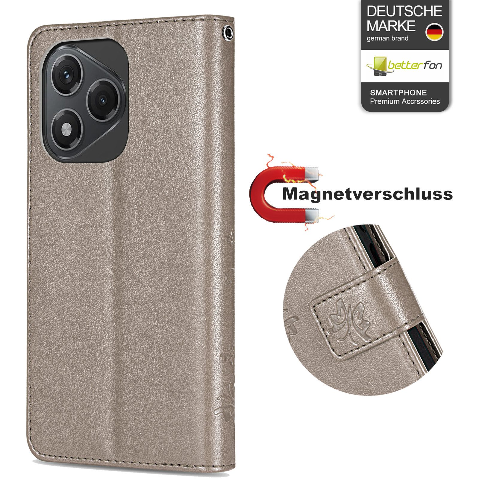 betterfon Handyhülle Handytasche für Honor 400 Lite Handyhülle Klapphülle, Bookstyle-Hülle: Magnetverschluss 3 Kartenfächer & Standfunktion – Bild 3 von 5
