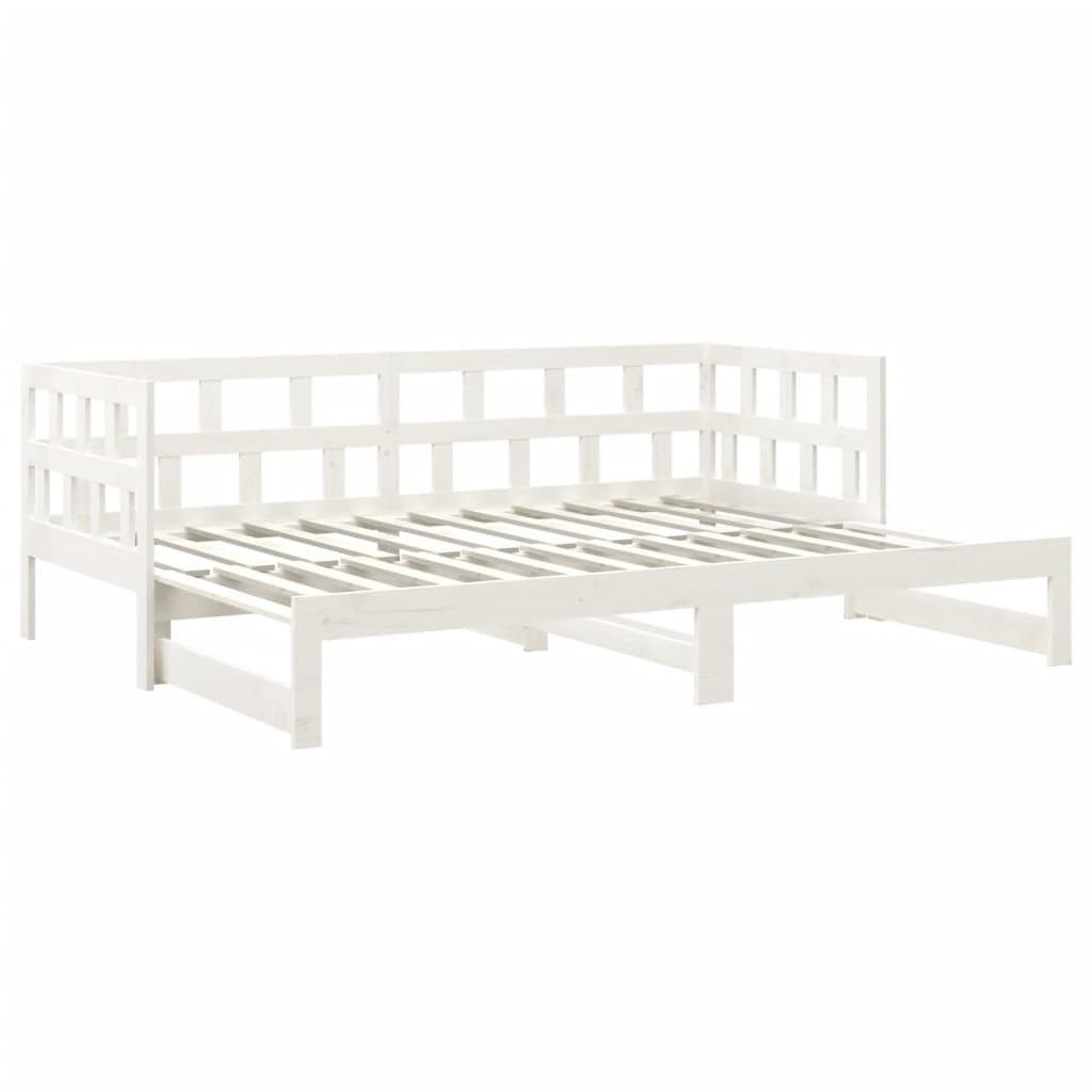 vidaXL Gästebett 90 x 200 cm Tagesbett Gästebett Ausziehbar Weiß Massivholz Kiefer 2x90