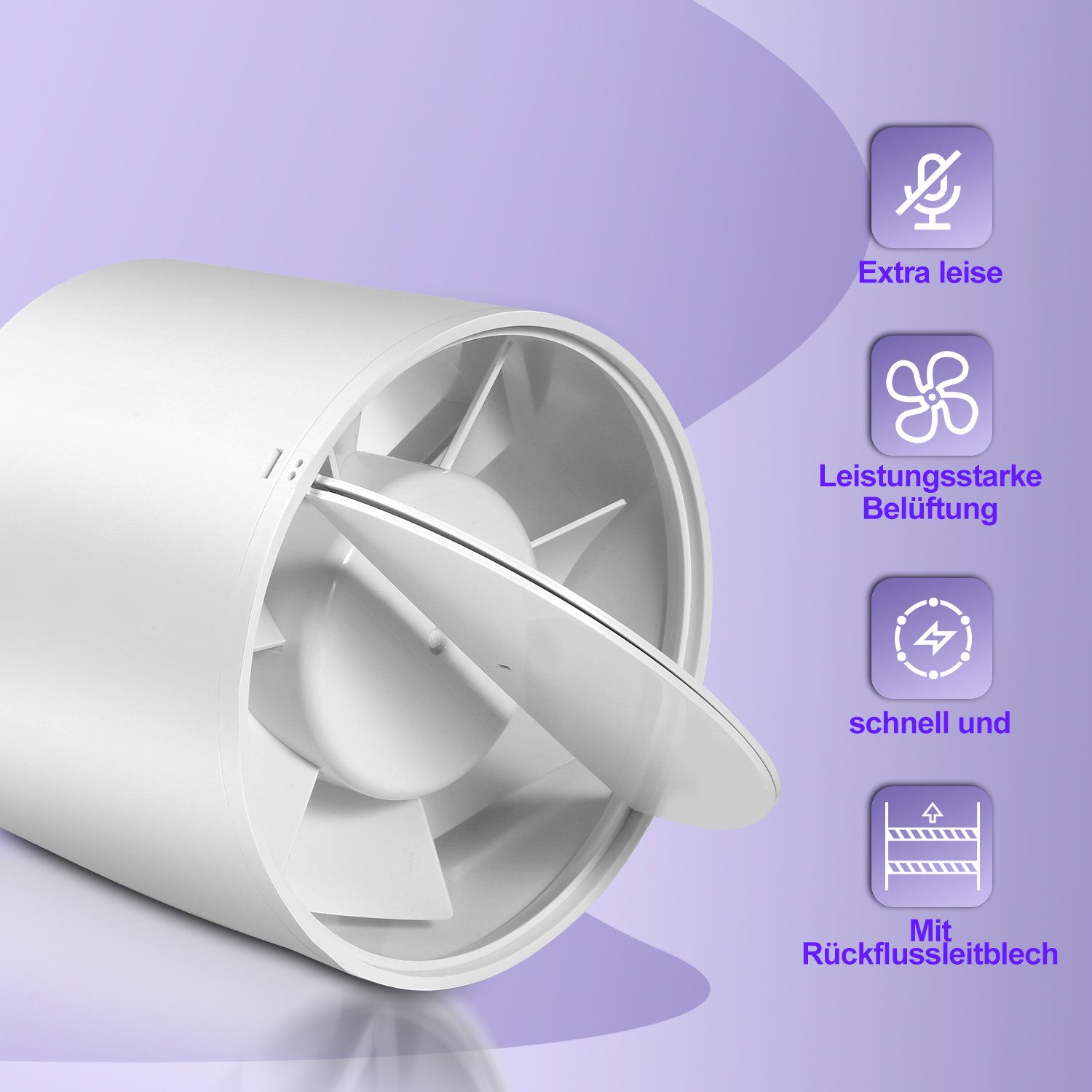 Clanmacy Wandventilator Rohrventilator Ø100mm Inline-Abluftventilator Rohrlüfter Leise 12W