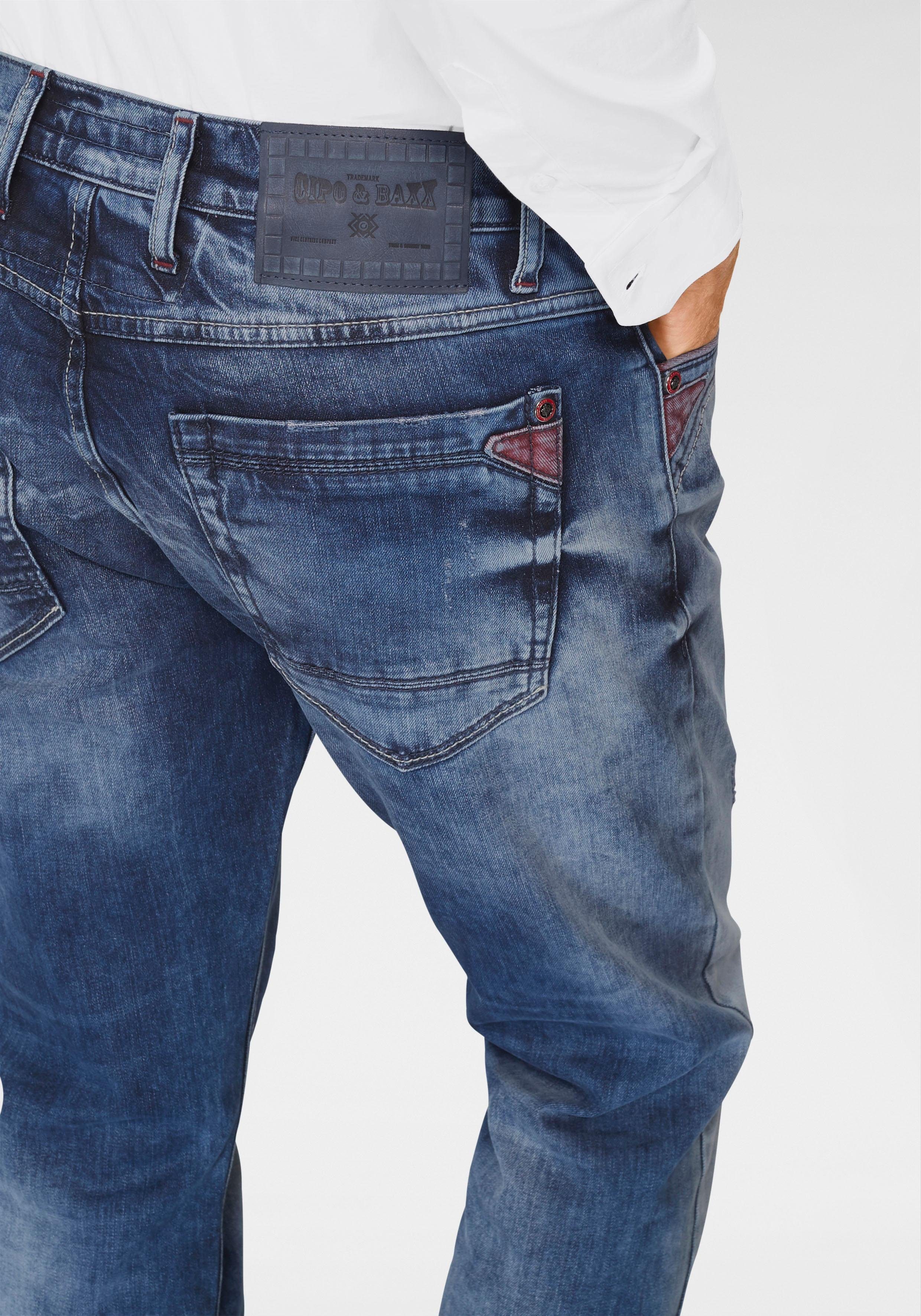 Cipo & Baxx Straight-Jeans Red Dot