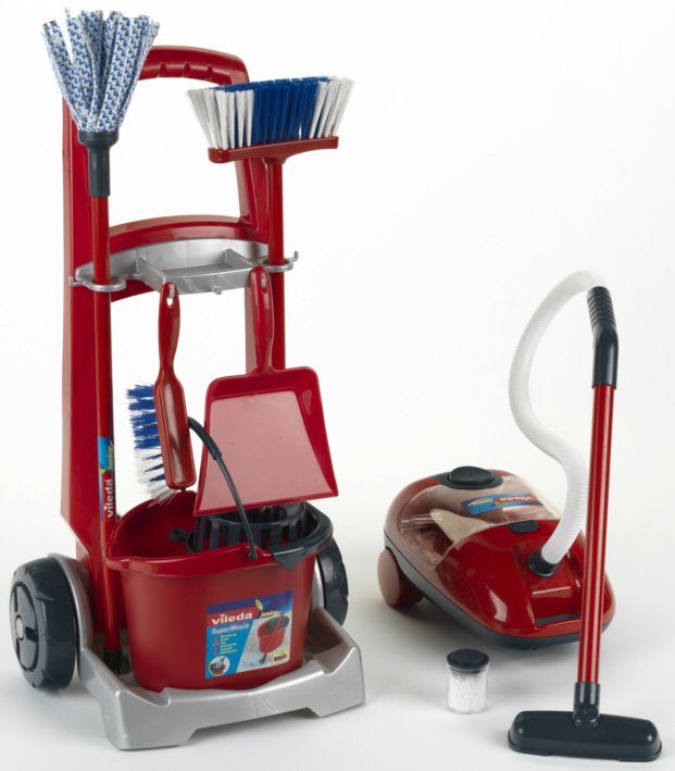 Image of Klein Kinder-Putzwagen »Vileda Besenwagen mit Vileda Staubsauger«, mit Spielstaubsauger, Made in Germany