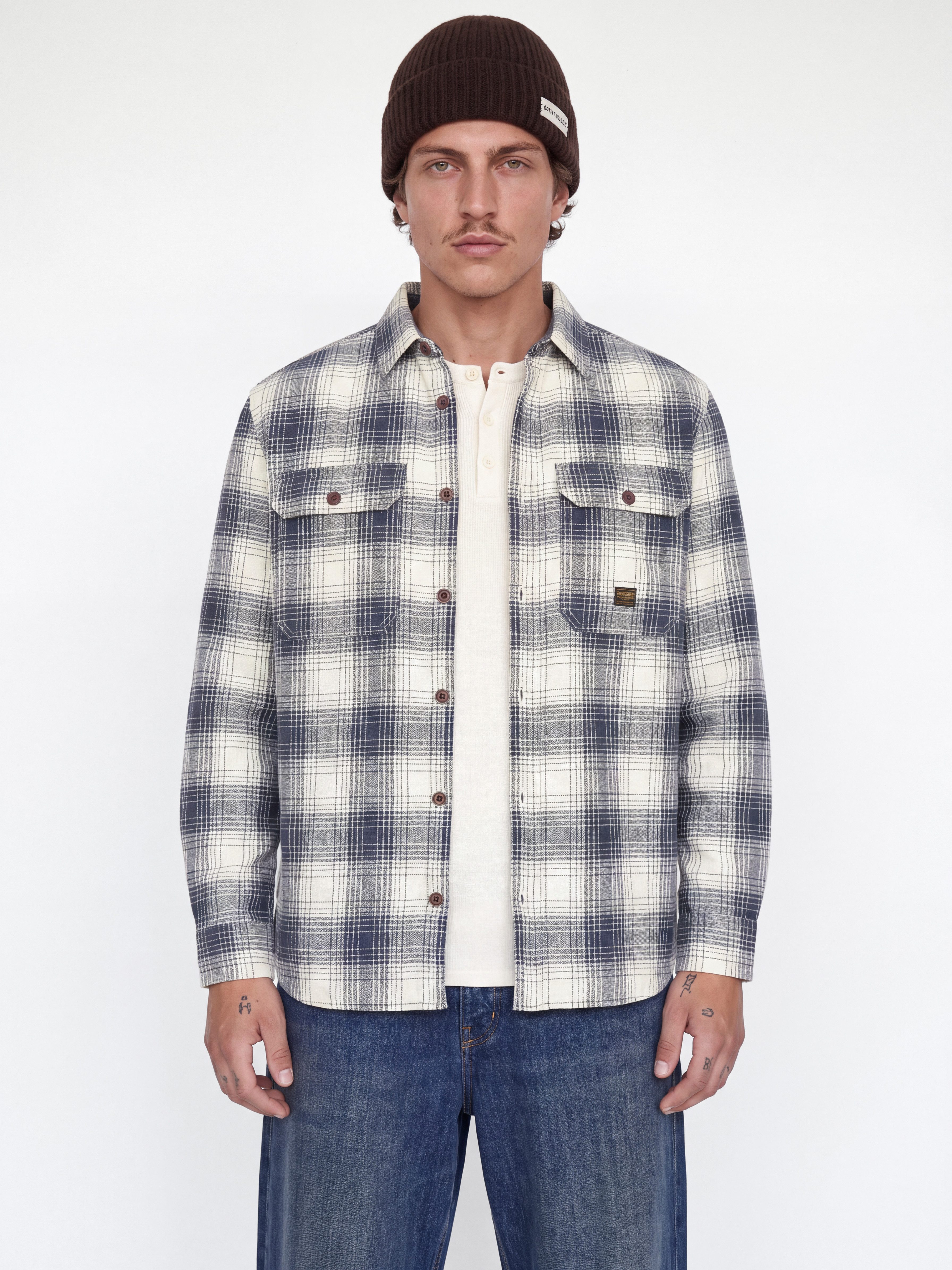 Jack & Jones Langarmhemd JPRBLUIVY CHECK L/S OVERSHIRT SN Baumwolle, normal geschnitten