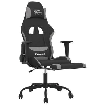 vidaXL Bürostuhl Gaming-Stuhl mit Fußstütze Drehbar Schwarz und Hellgrau Stoff Bürostuh