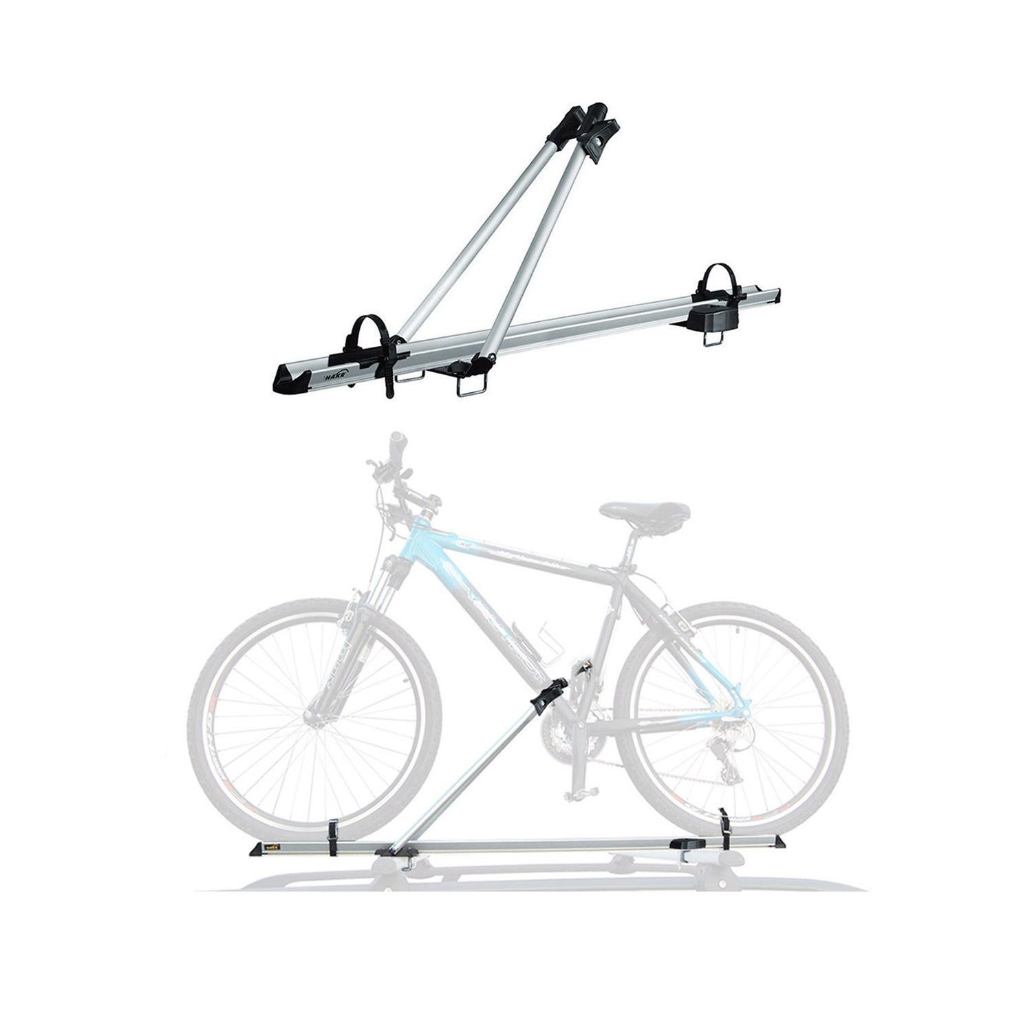 OMAC Dachfahrradträger Dachfahrradträger bis 17 kg Aluminium Silber Fahrradhalter, (1-tlg), Abnehmbar, Leichtgewichtig