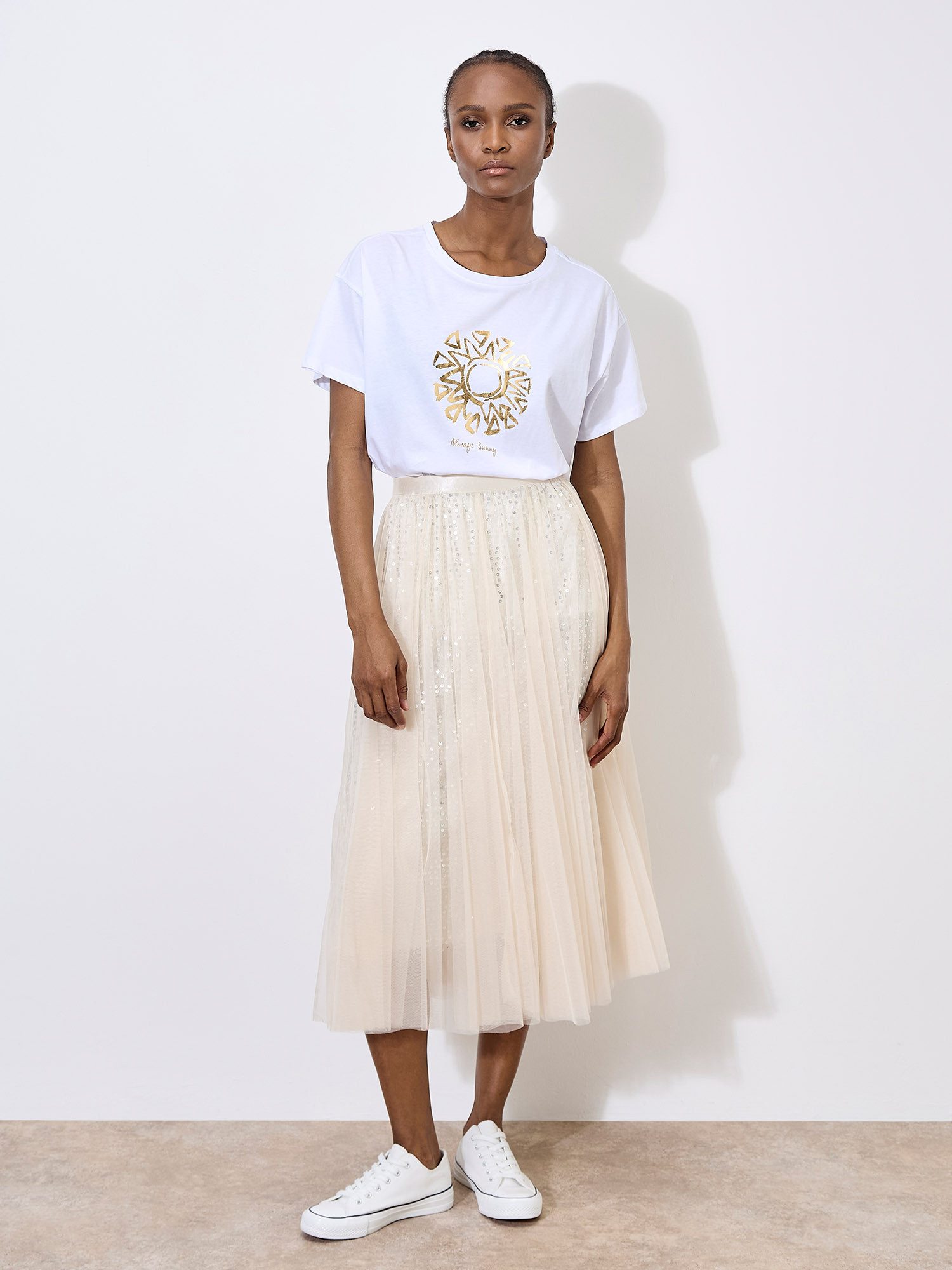 Apricot Midirock Tüllrock mit Pailletten günstig online kaufen