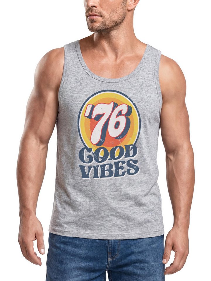 Neverless Tanktop Herren Tank-Top Sommer Good Vibes 70er Jahre Retro Print Hippie Style mit Print