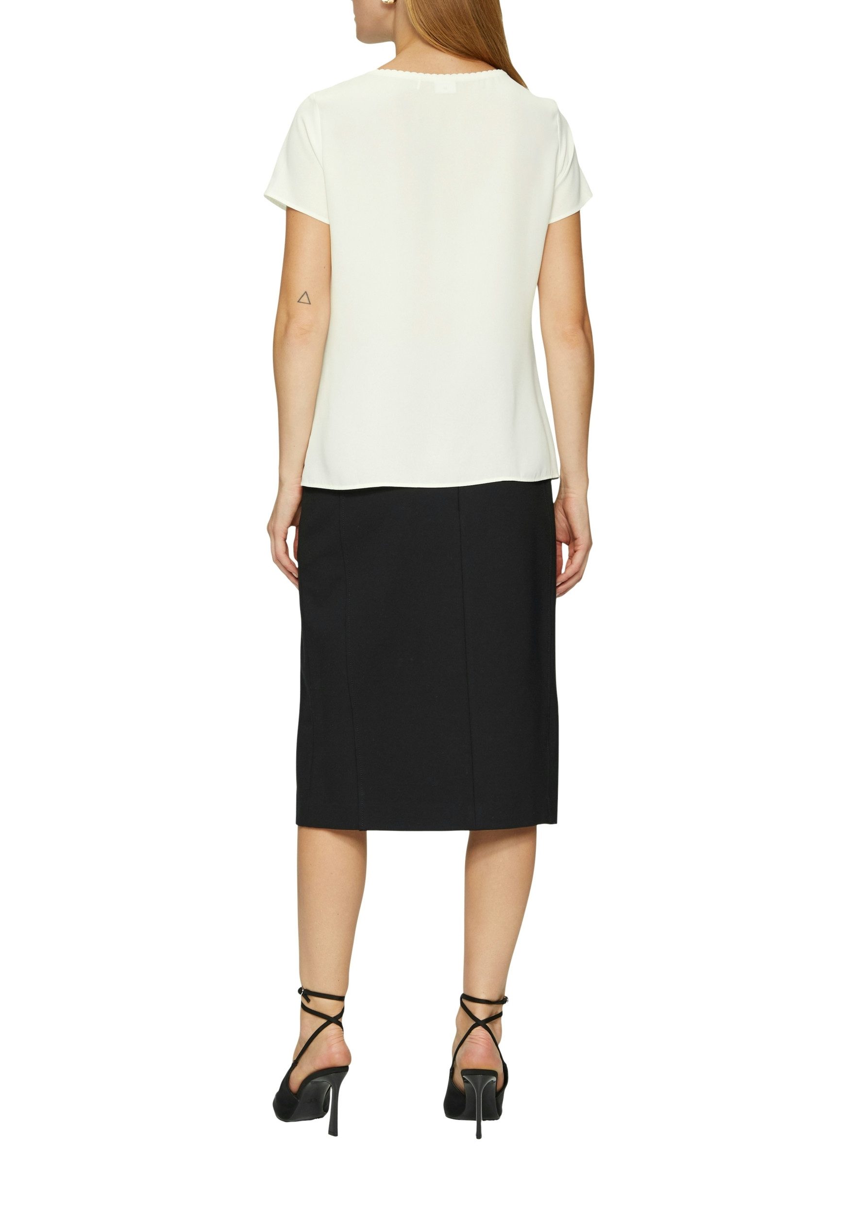 s.Oliver Kurzarmbluse - Kurzarm Bluse mit Schmuckkante