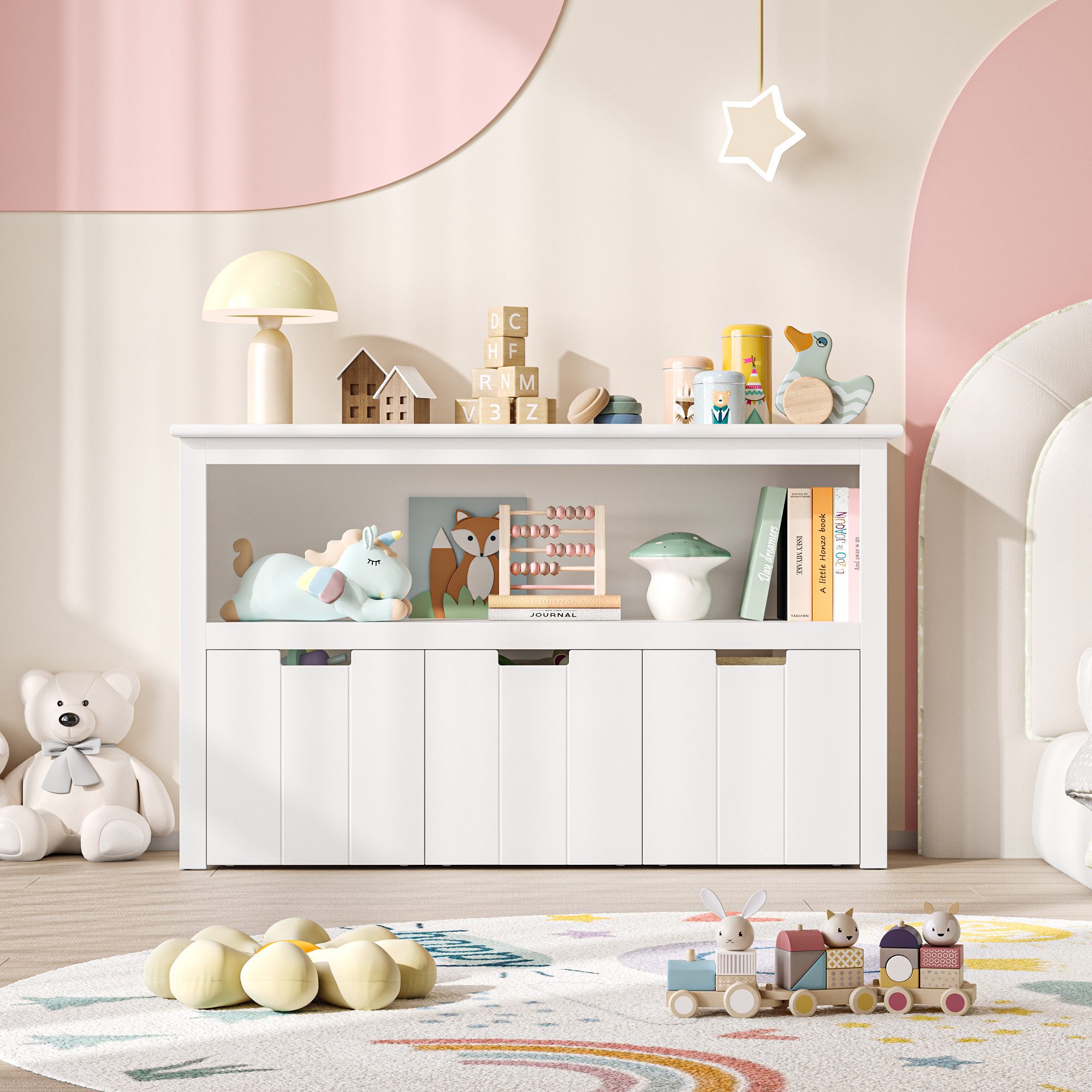 Homfa Kinderregal, Spielzeugtruhe Bücherregal 3 Schubladen mit Rollen 102 x günstig online kaufen