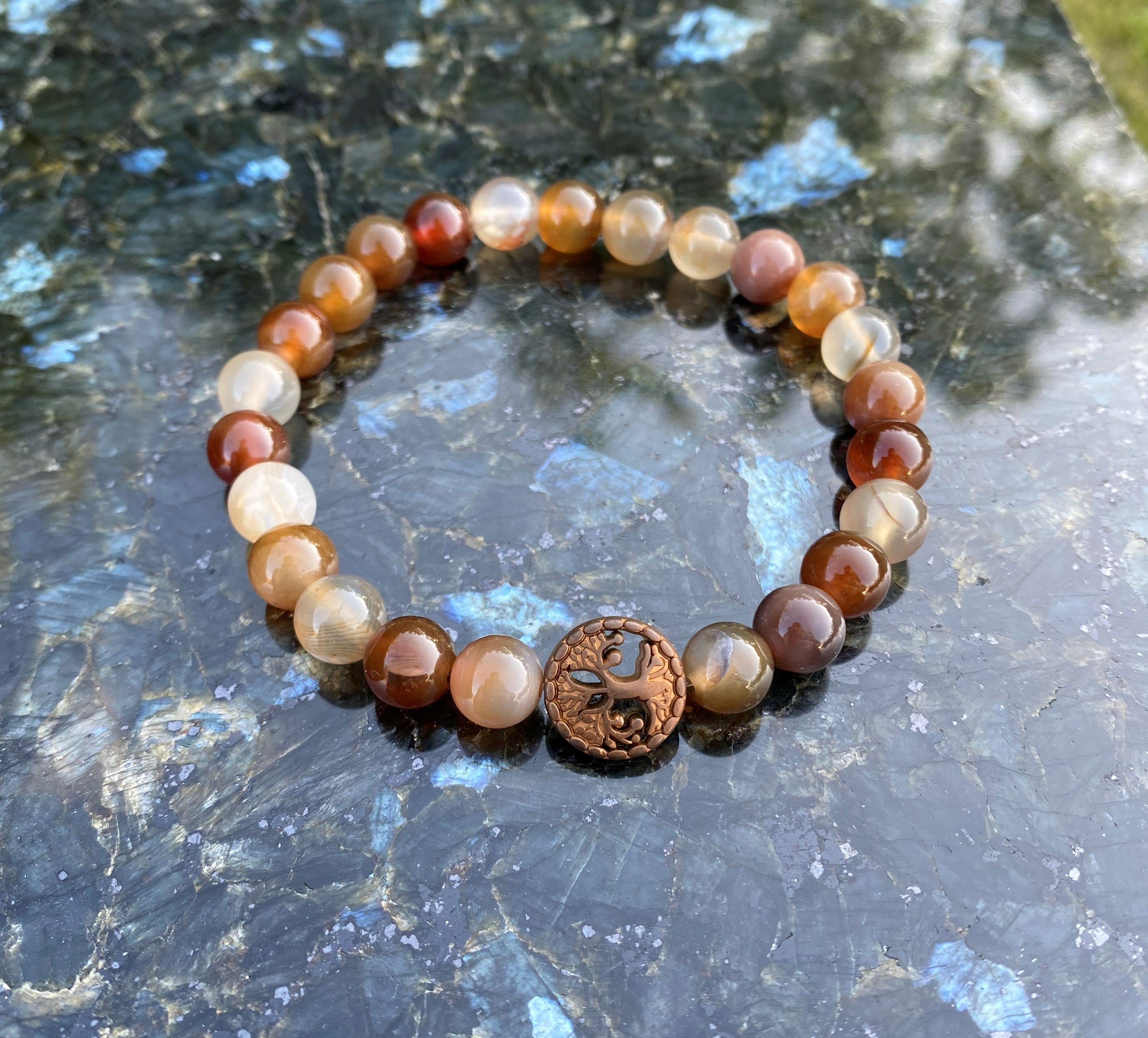 NAHLE Perlenarmband Lebensbaum Achat Naturstein Armband Baum des Lebens Arm günstig online kaufen