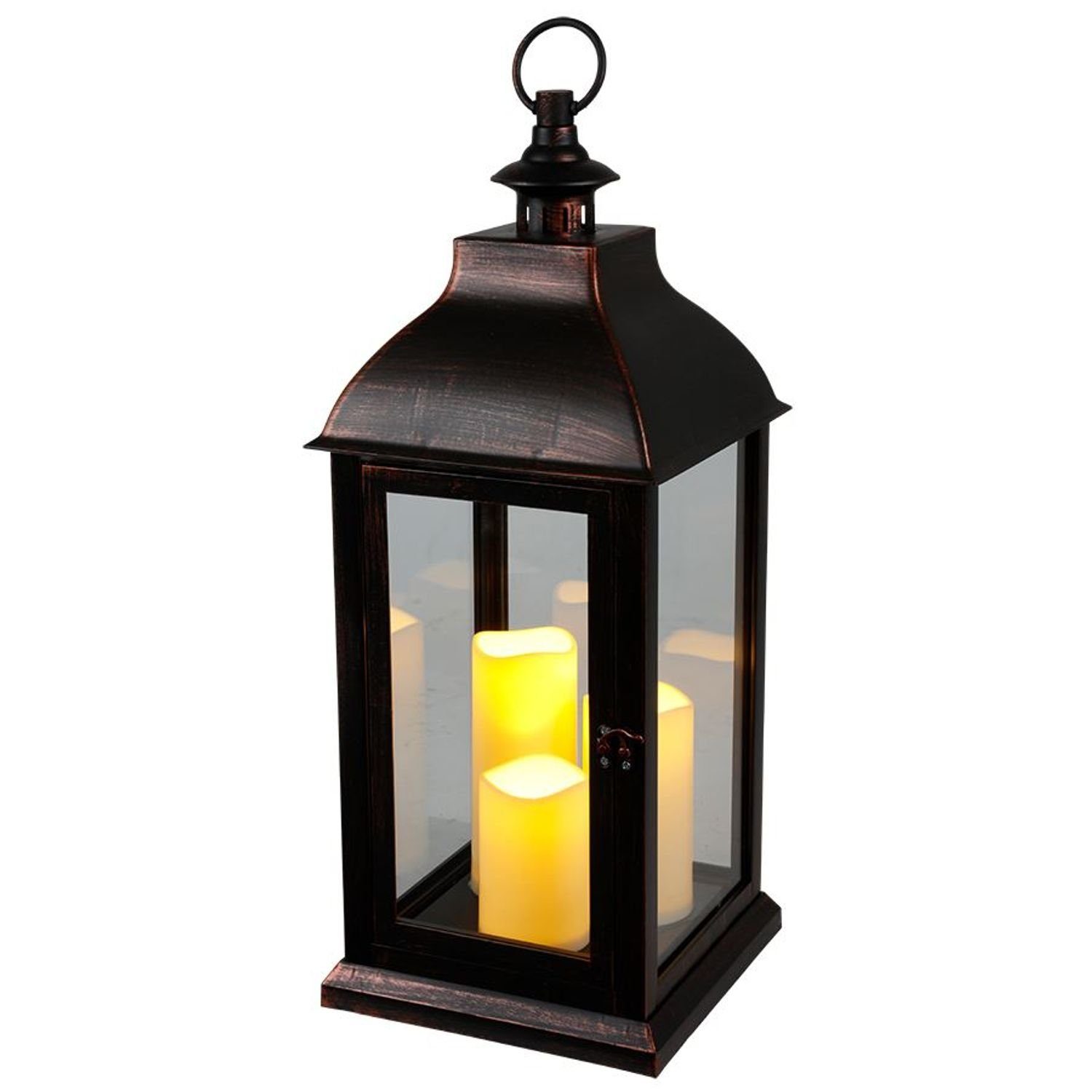 BURI Kugelleuchte XXL Laterne Vintage Windlicht schwarz mit 3 LED-Kerzen Fl günstig online kaufen